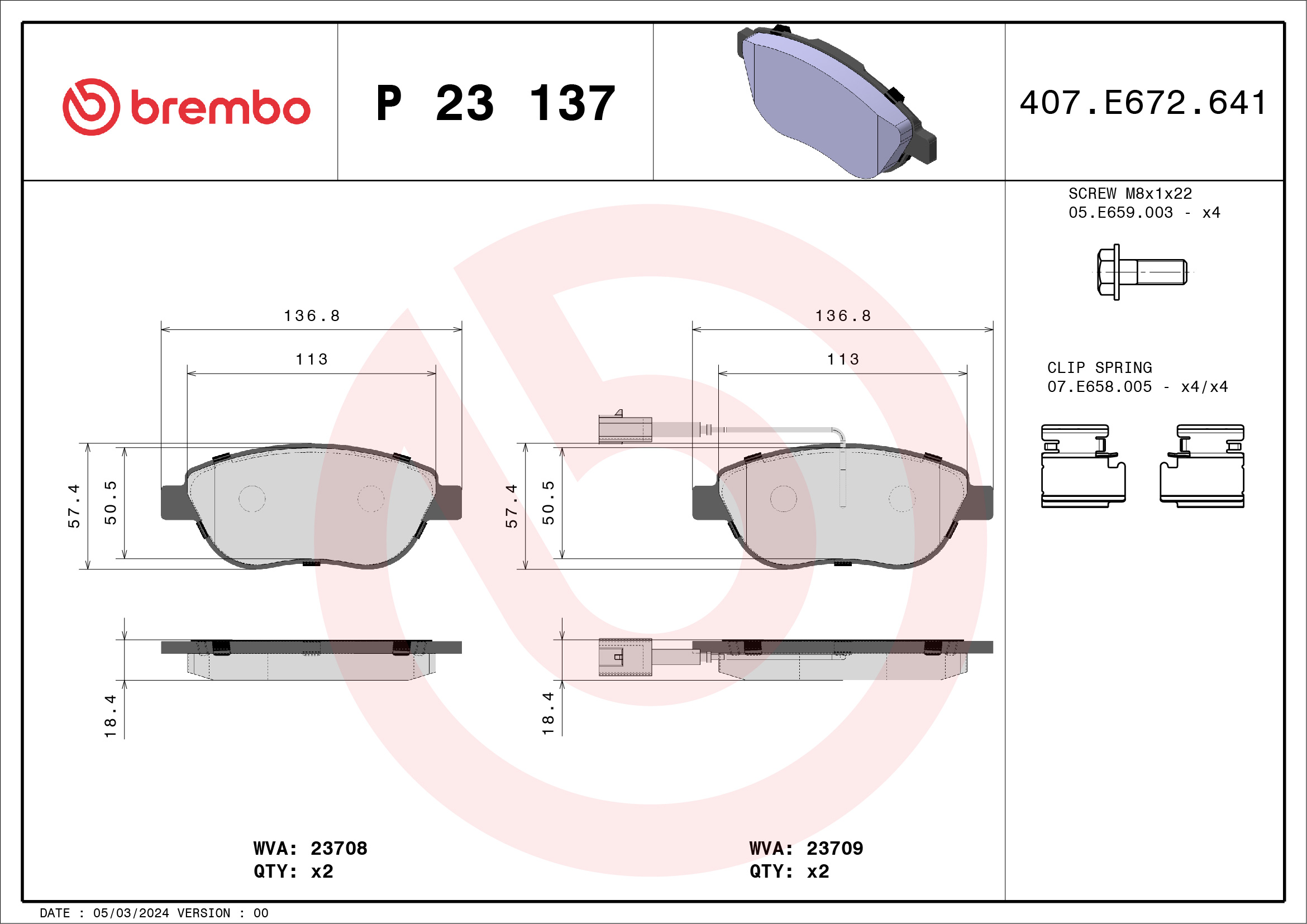 BREMBO Fékbetét, mind P23137X_BREMBO