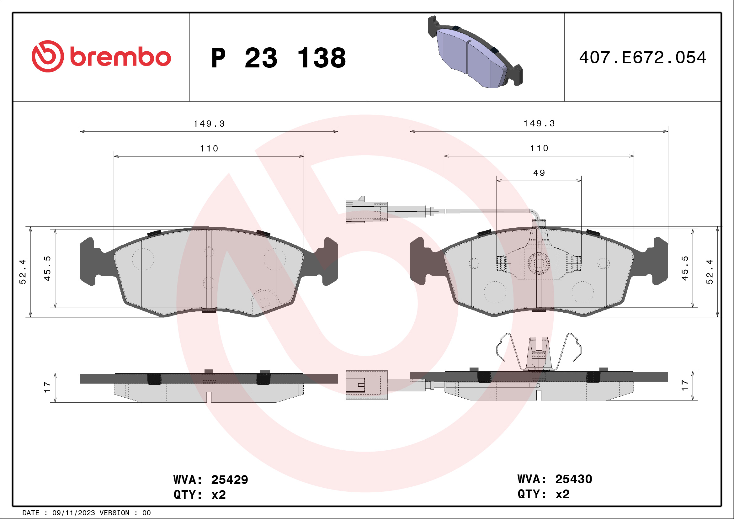 BREMBO Első fékbetét P23138_BREMBO