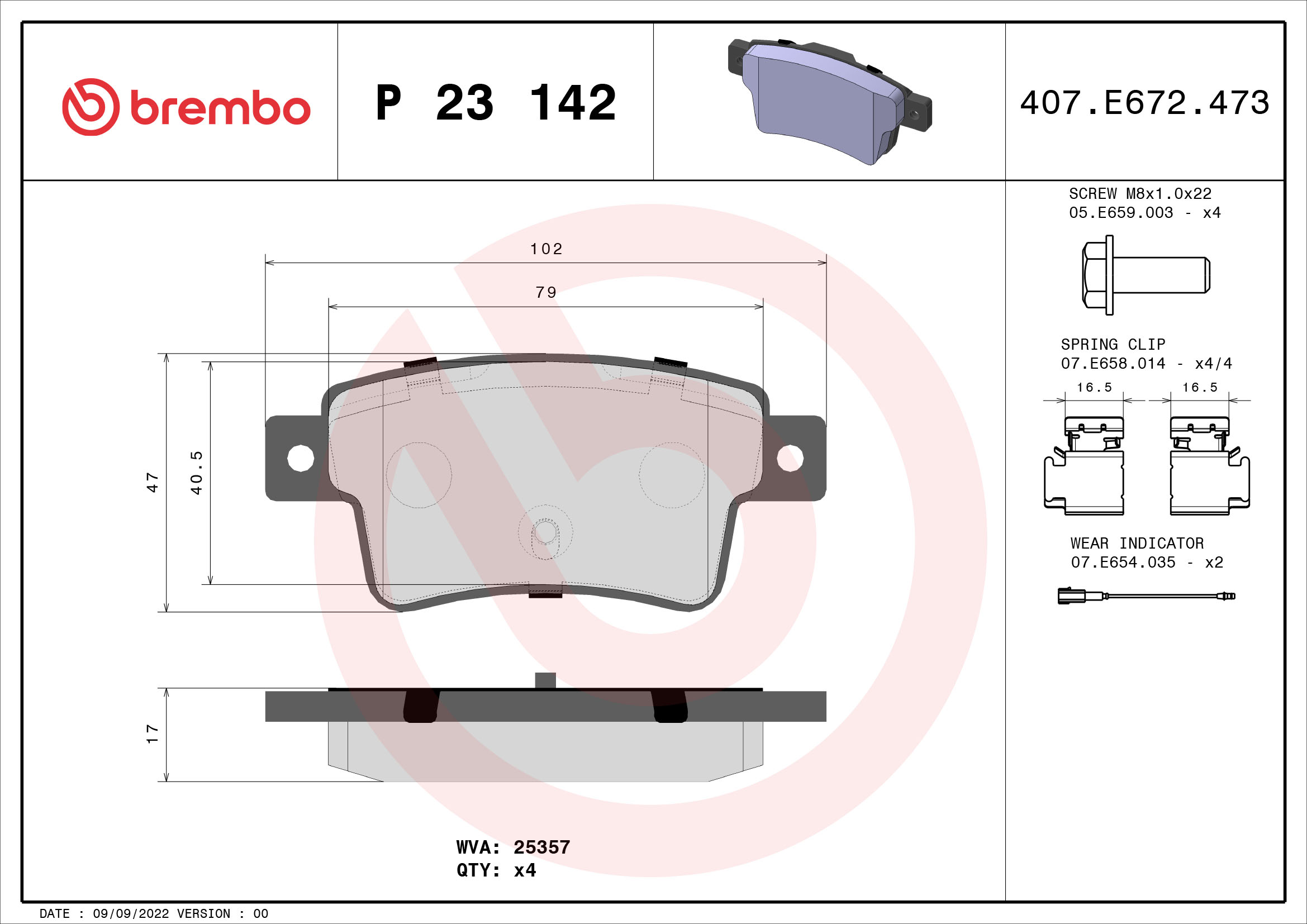 BREMBO Hátsó fékbetét P23142_BREMBO