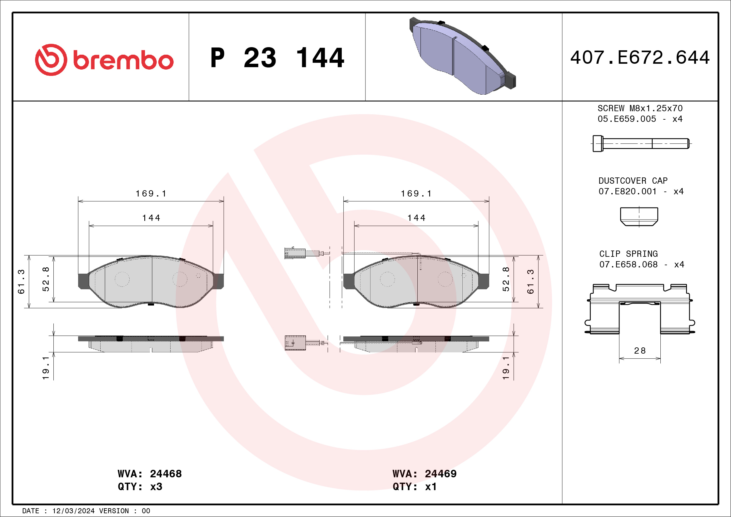 BREMBO Első fékbetét P23144_BREMBO