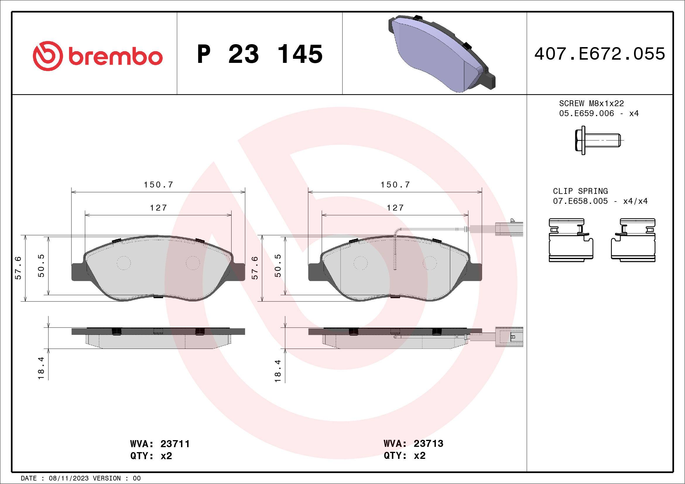 BREMBO Első fékbetét P23145_BREMBO