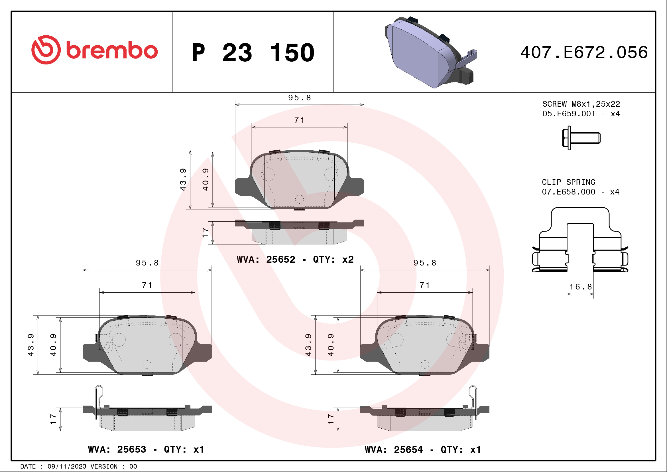 BREMBO Hátsó fékbetét P23150_BREMBO