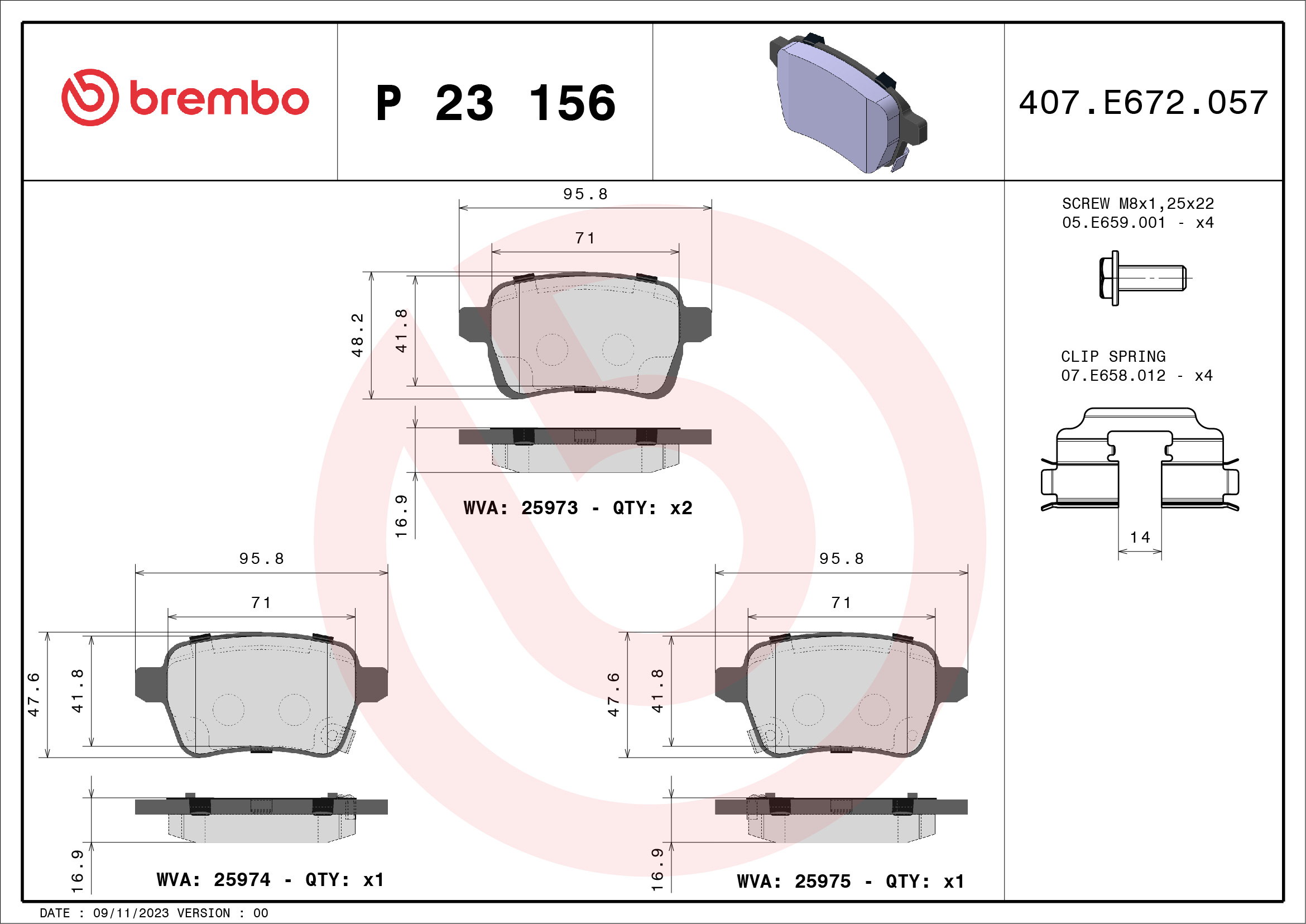 BREMBO Hátsó fékbetét P23156_BREMBO