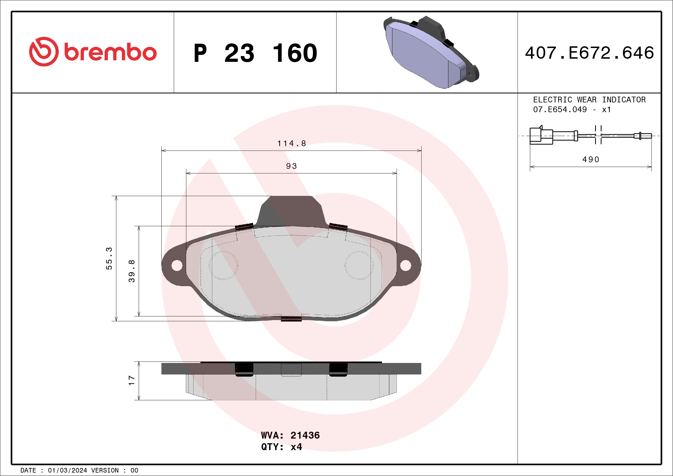 BREMBO Első fékbetét P23160_BREMBO