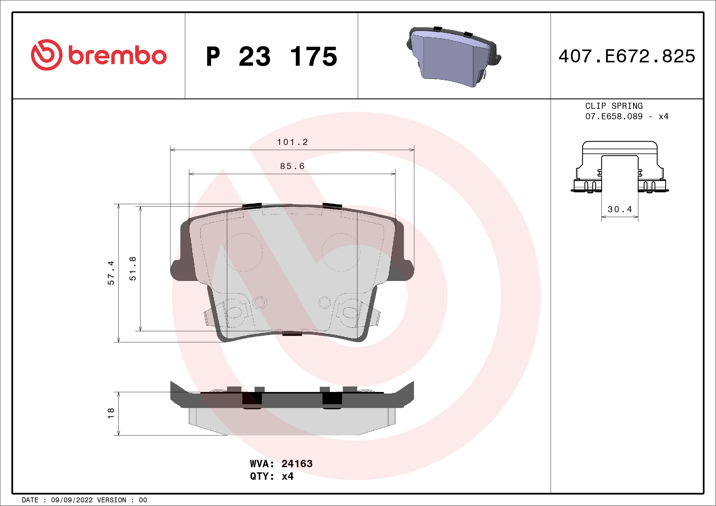 BREMBO Fékbetét, mind P23175_BREMBO