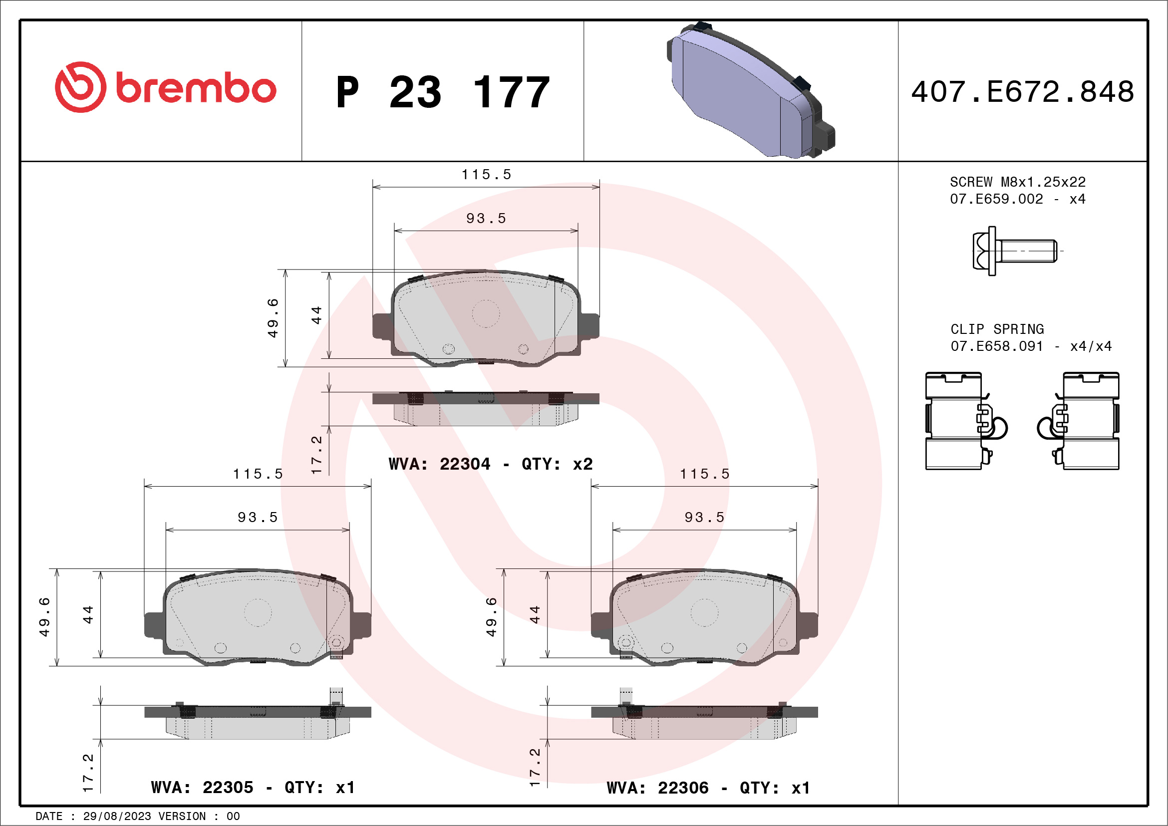 BREMBO Hátsó fékbetét P23177_BREMBO