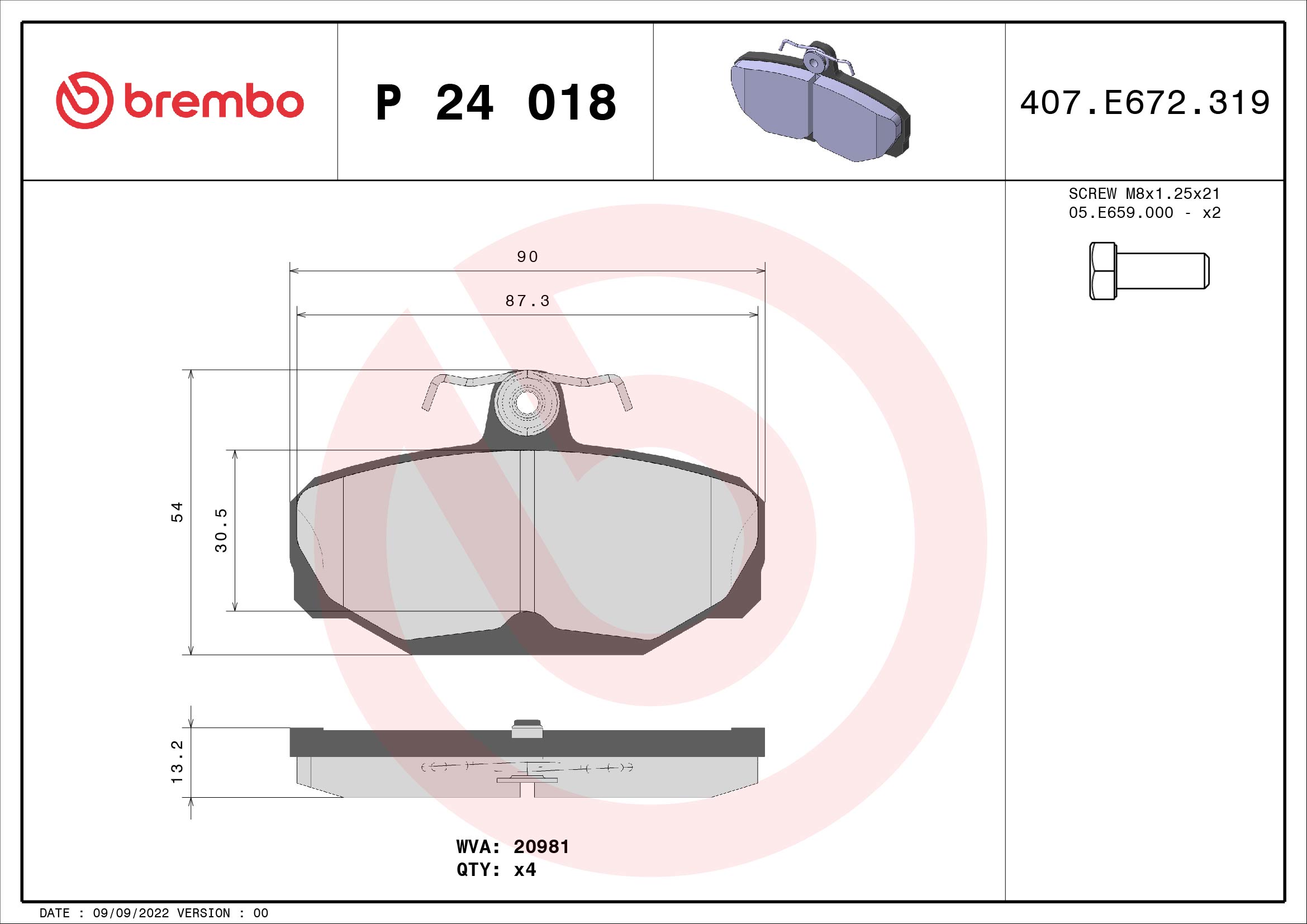 BREMBO Hátsó fékbetét P24018_BREMBO