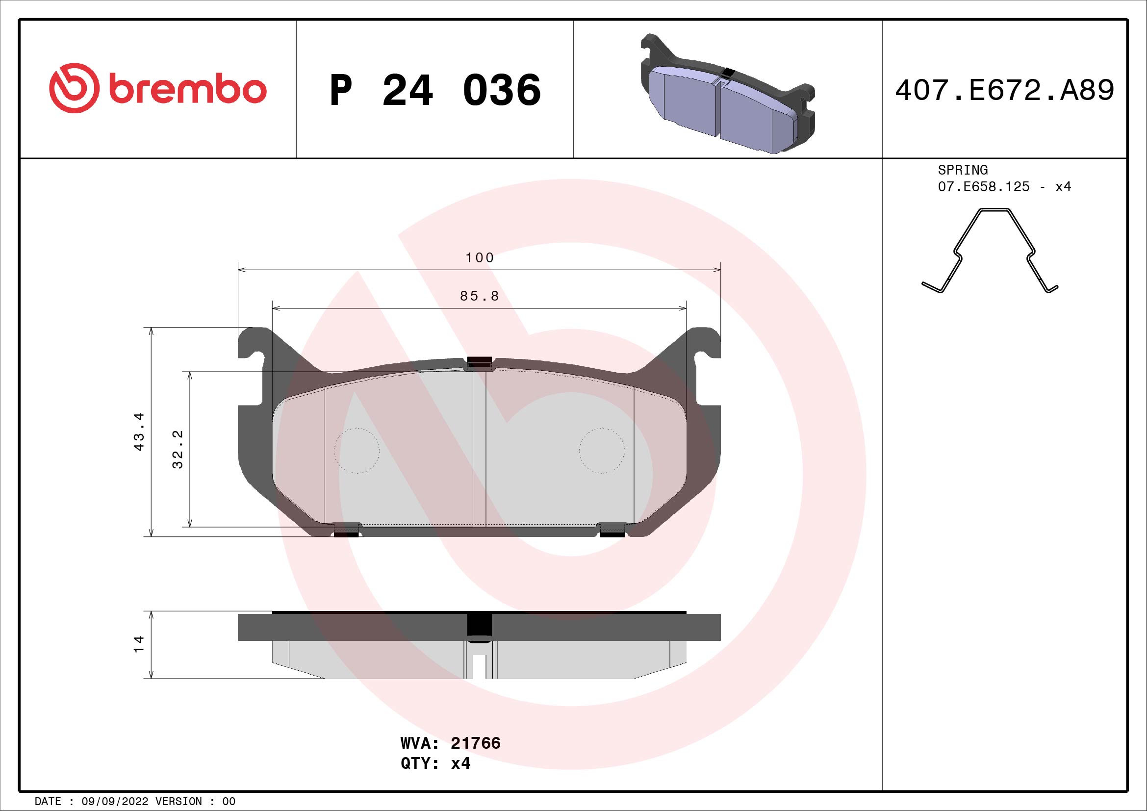 BREMBO Hátsó fékbetét P24036_BREMBO