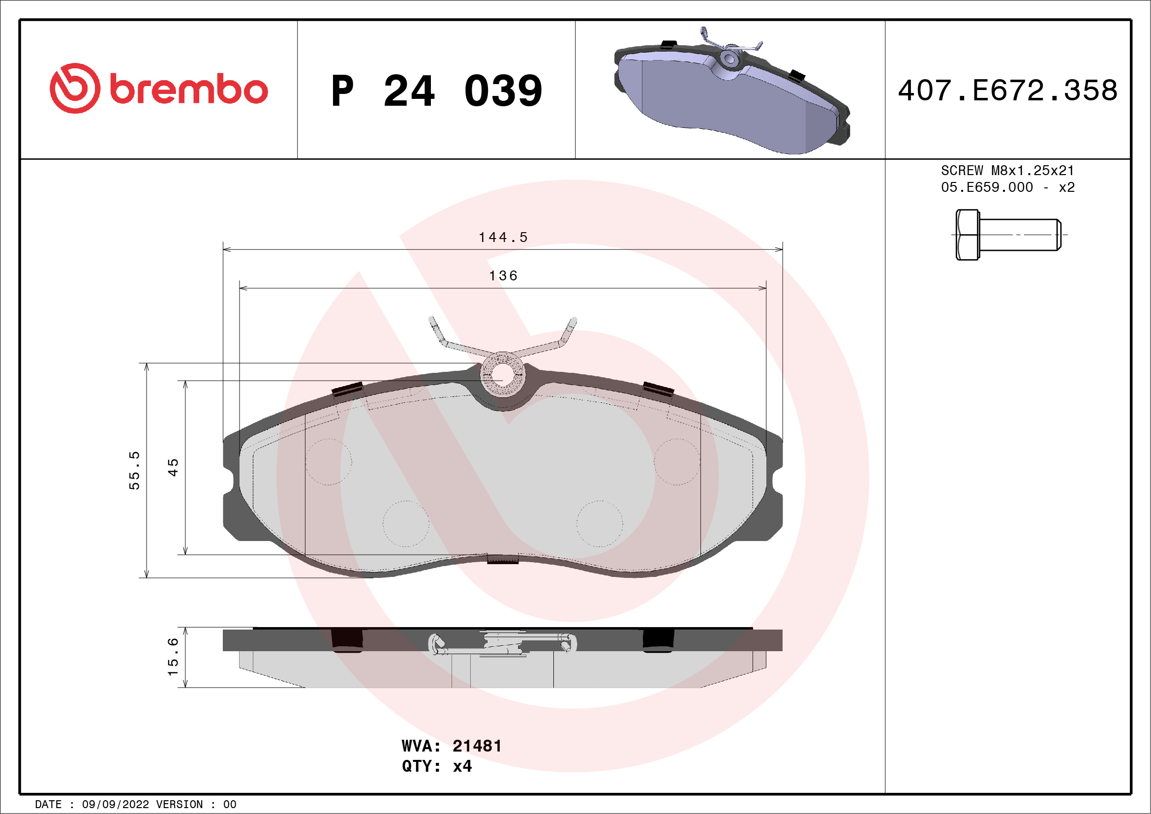 BREMBO Első fékbetét P24039_BREMBO