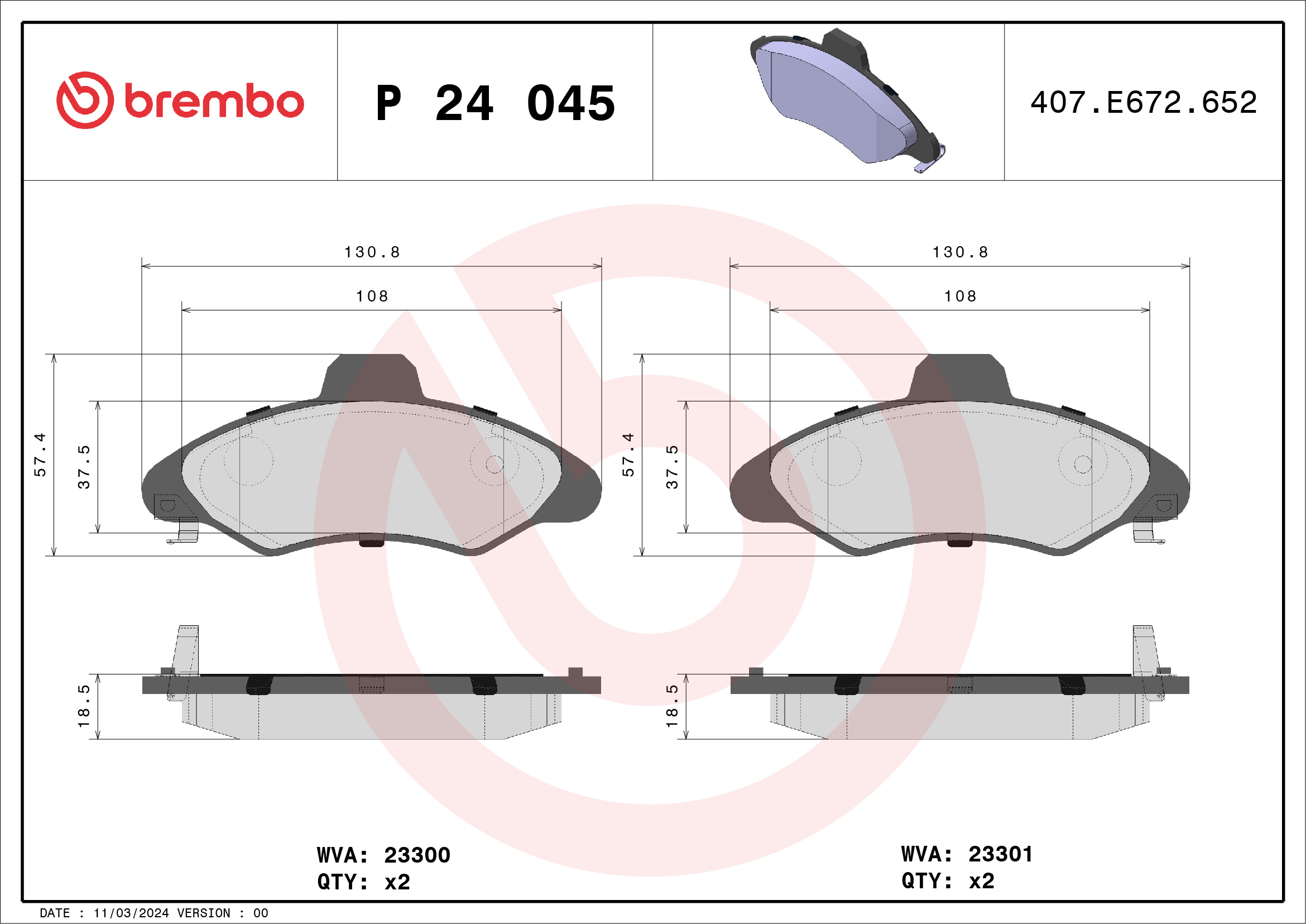 BREMBO Első fékbetét P24045_BREMBO