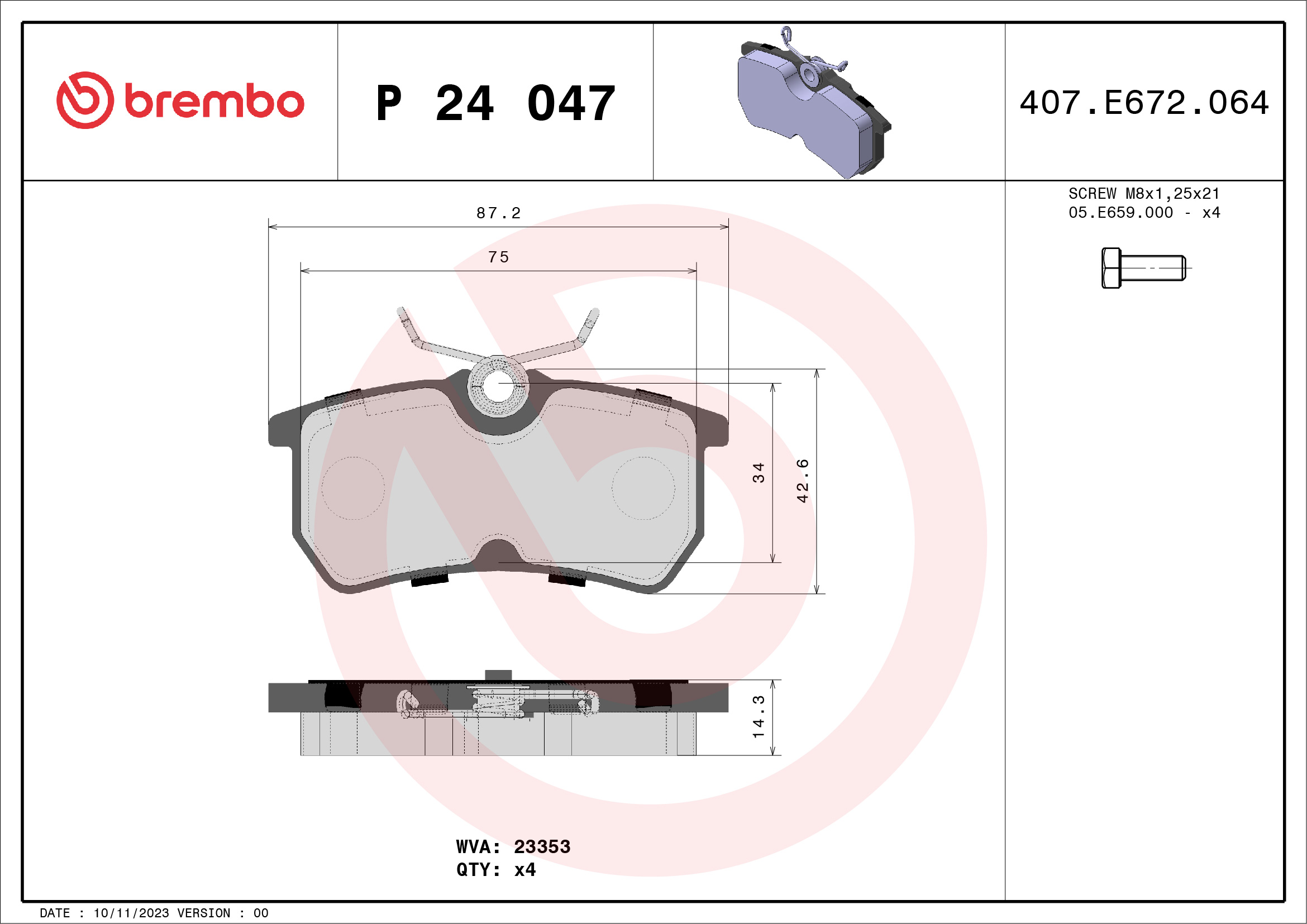 BREMBO Hátsó fékbetét P24047_BREMBO