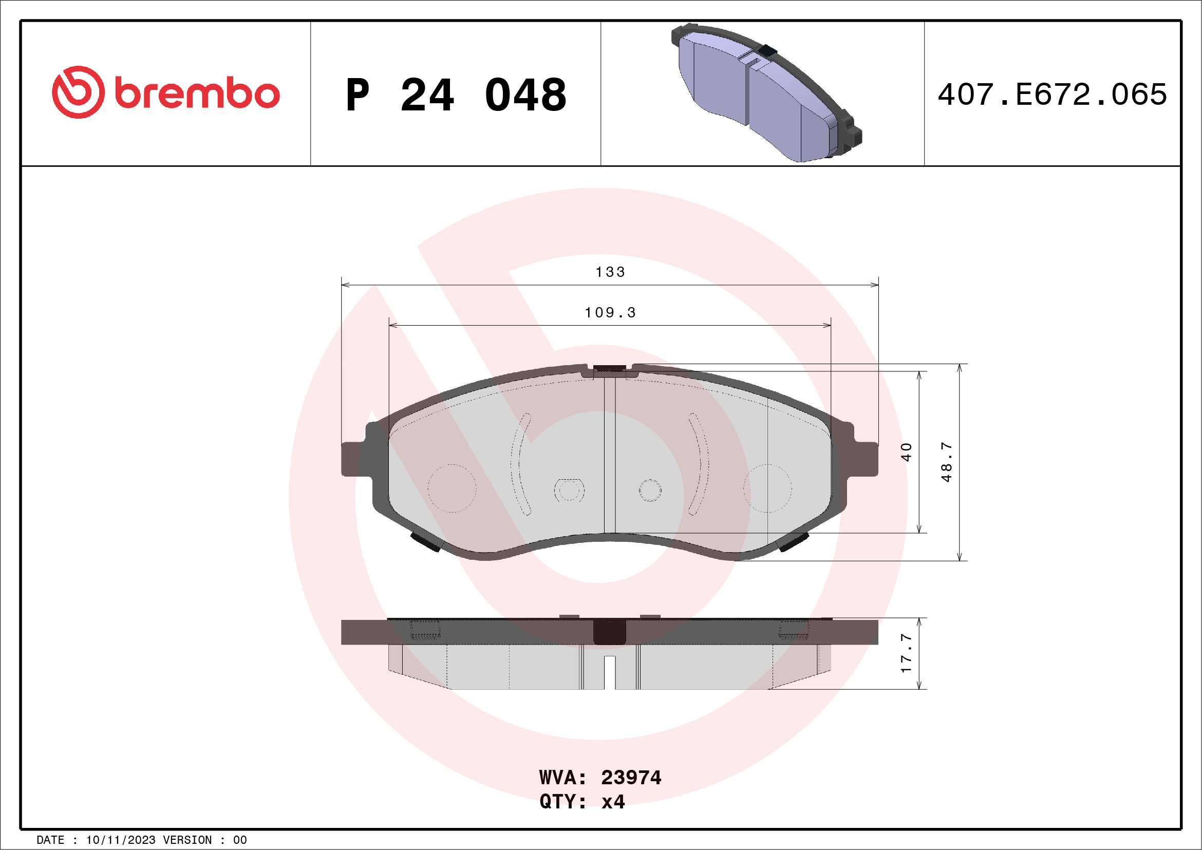 BREMBO Első fékbetét P24048_BREMBO