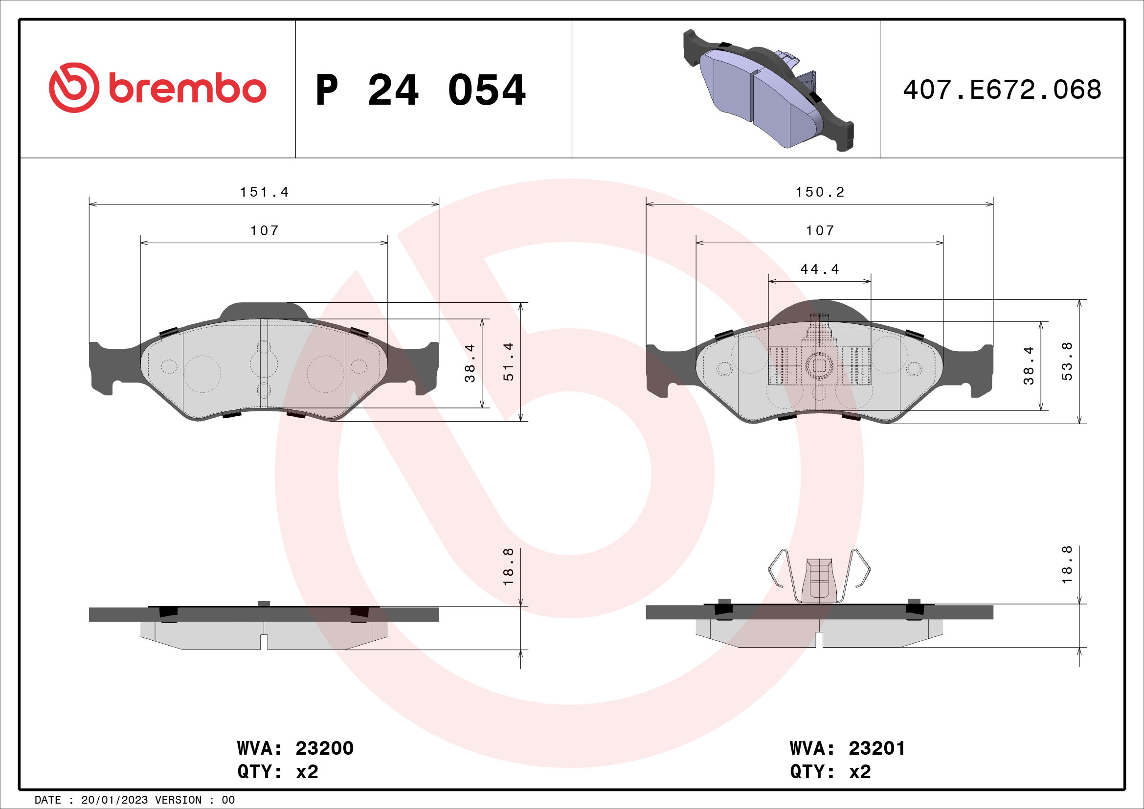 BREMBO Első fékbetét P24054_BREMBO