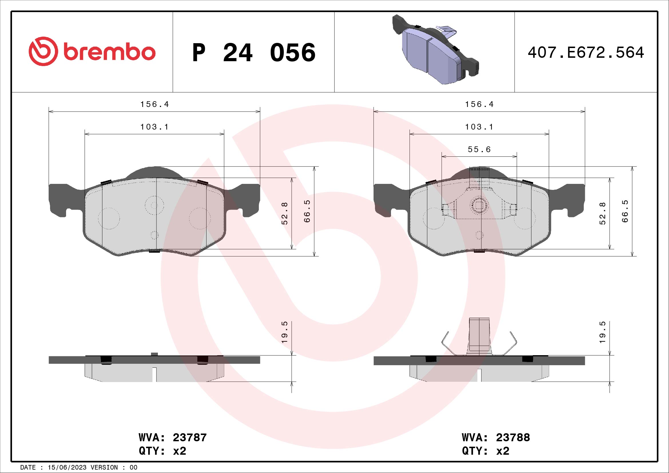 BREMBO Első fékbetét P24056_BREMBO