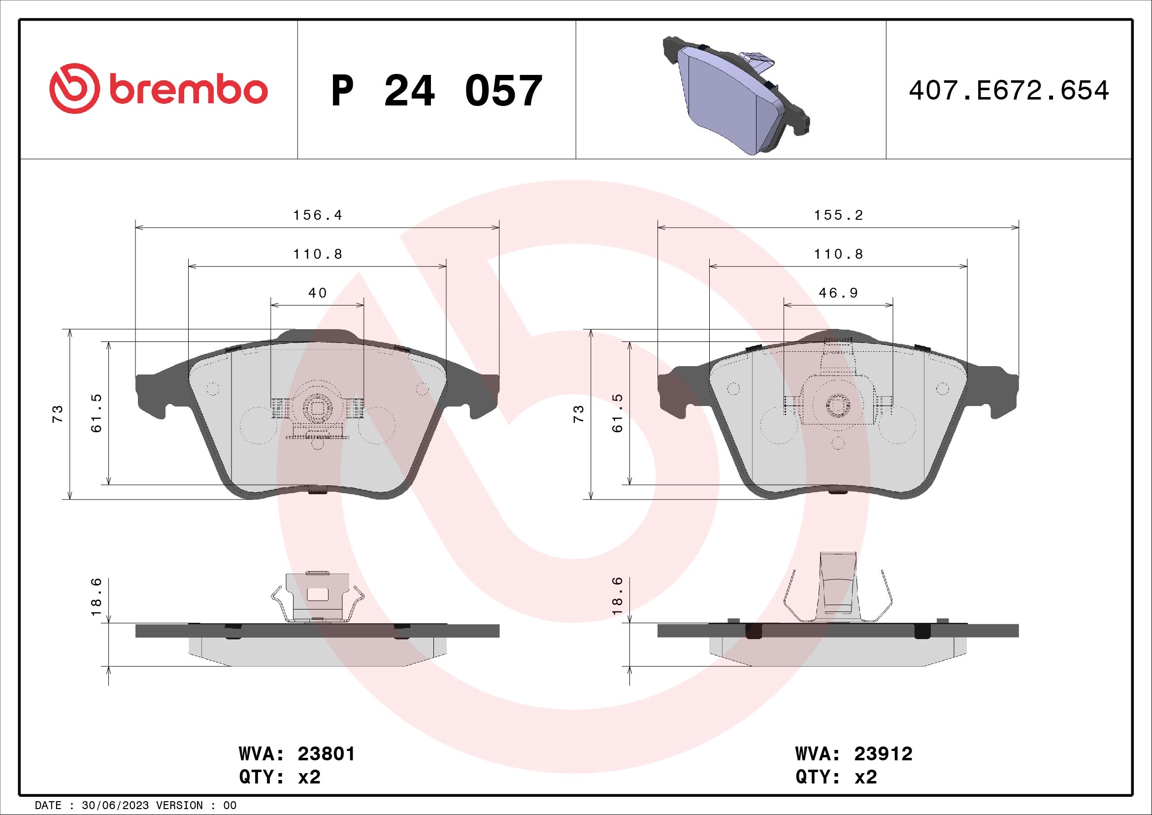 BREMBO Első fékbetét P24057_BREMBO