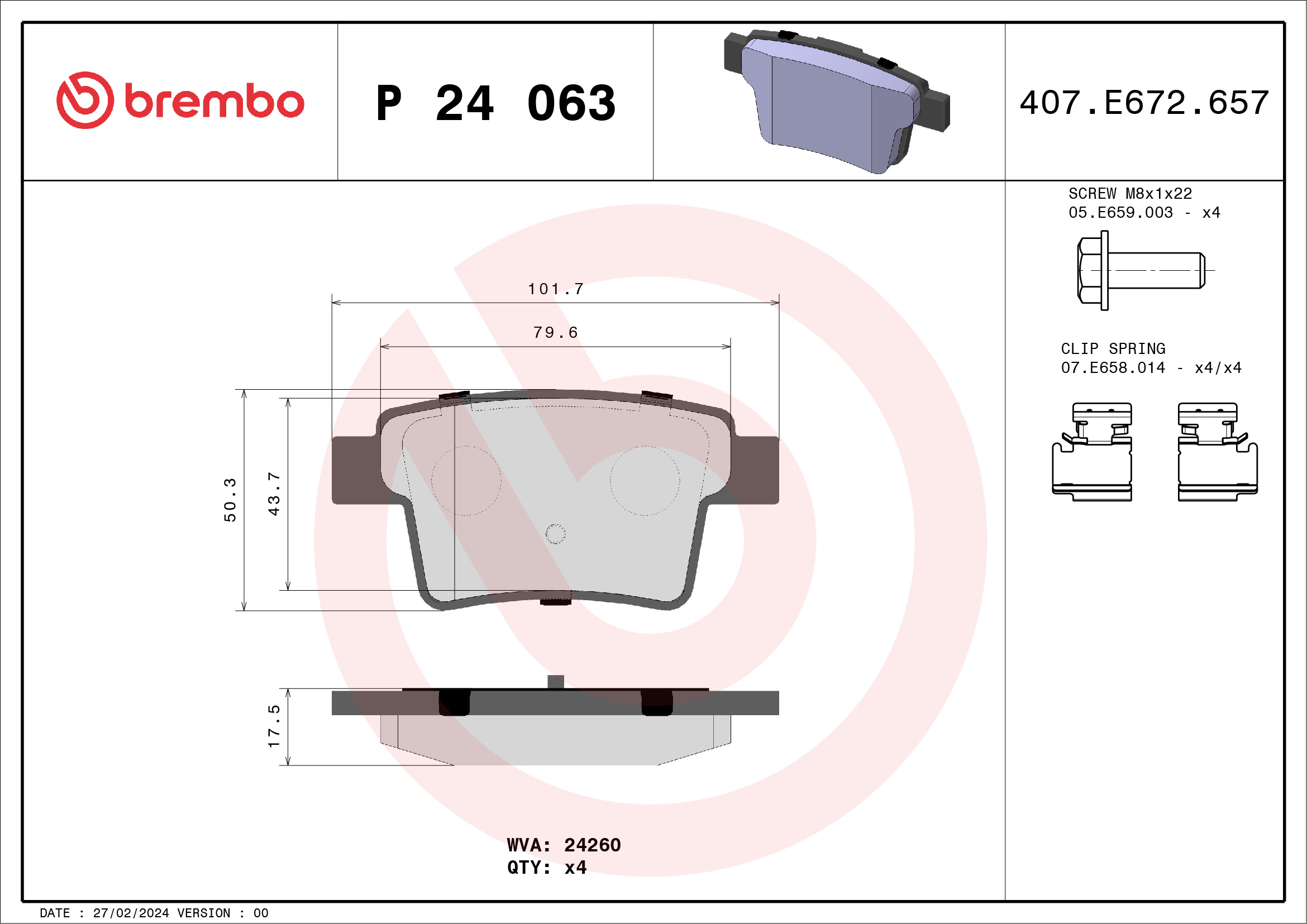 BREMBO Hátsó fékbetét P24063_BREMBO