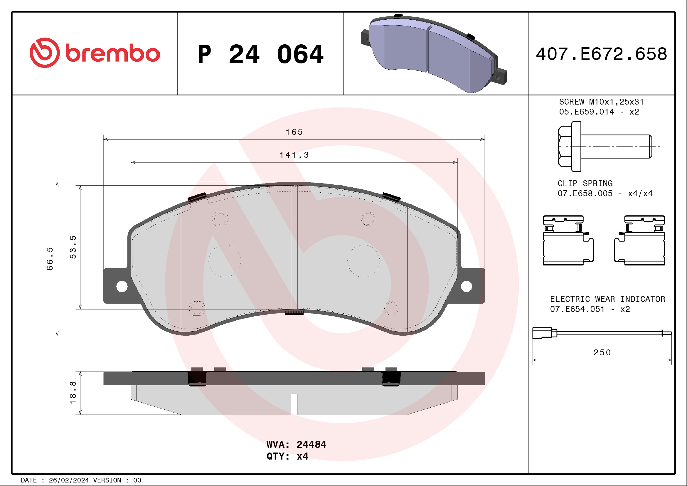 BREMBO Első fékbetét P24064_BREMBO