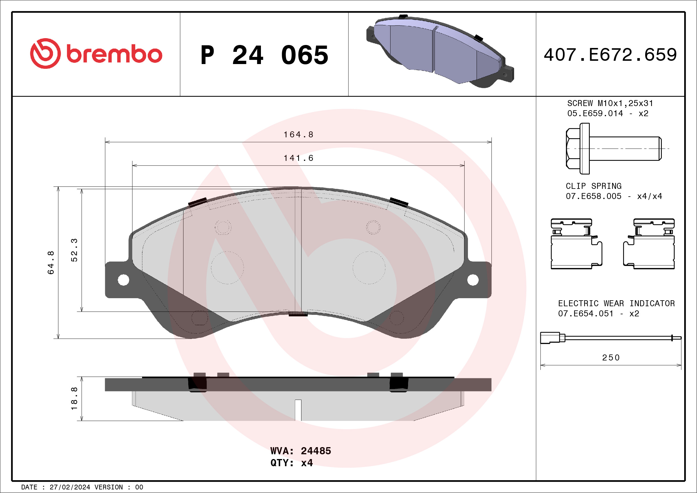 BREMBO Első fékbetét P24065_BREMBO