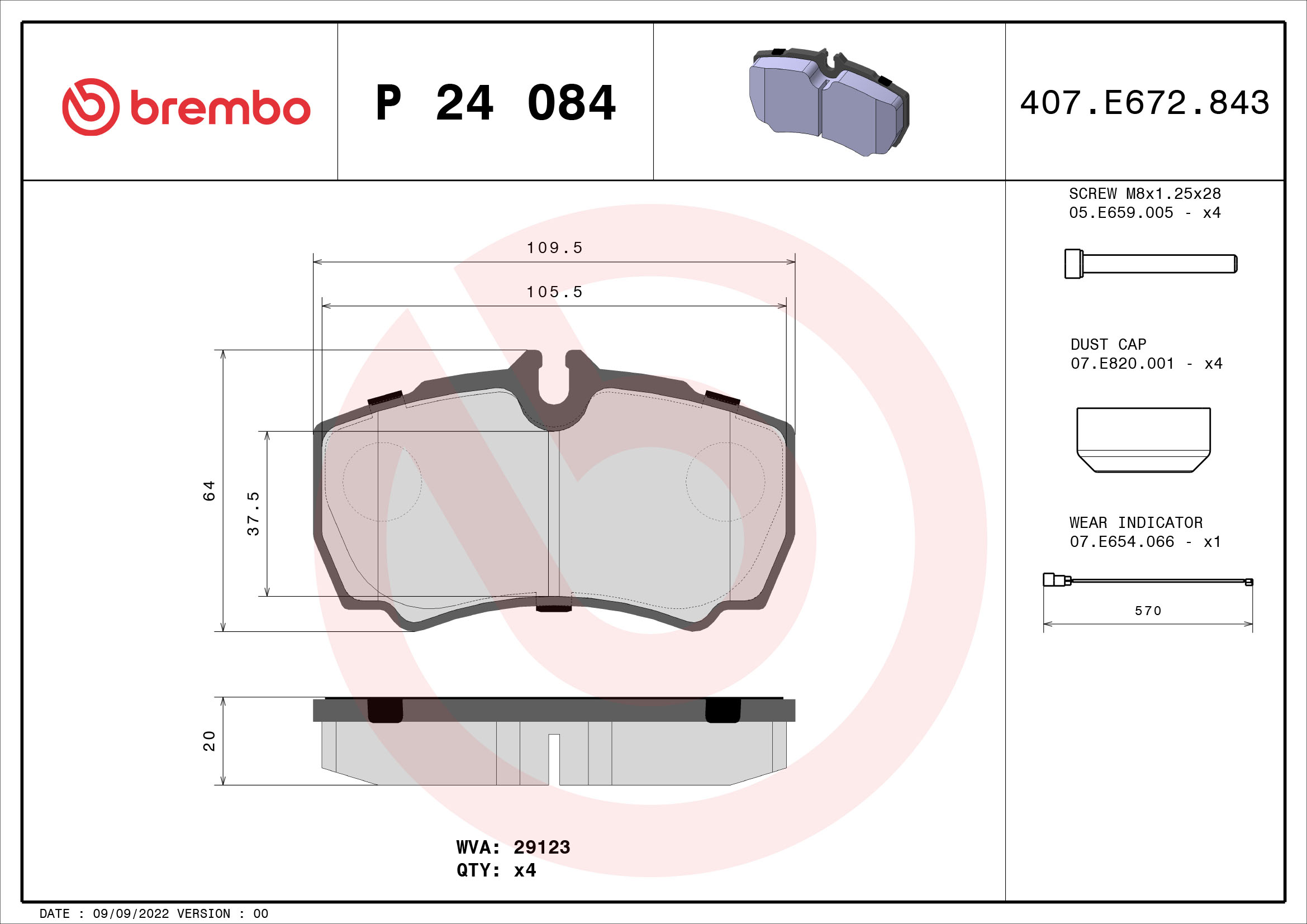 BREMBO Hátsó fékbetét P24084_BREMBO