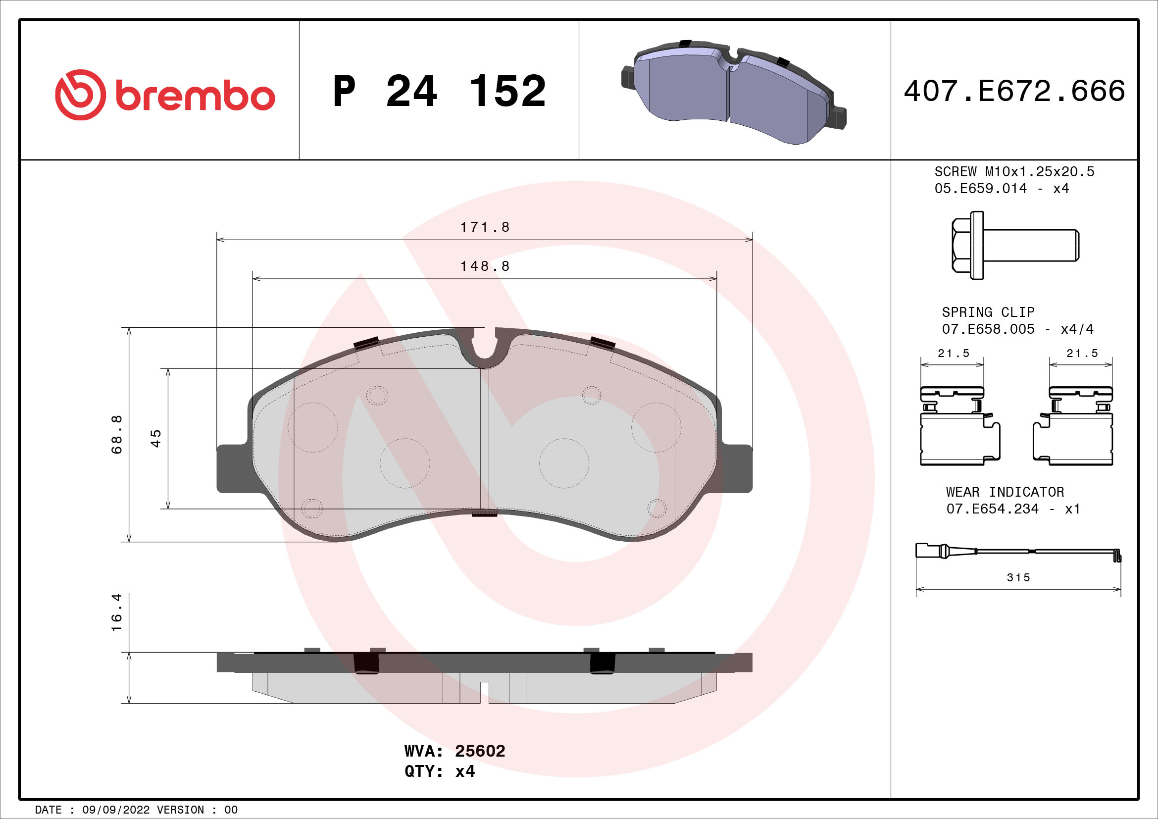 BREMBO Első fékbetét P24152_BREMBO