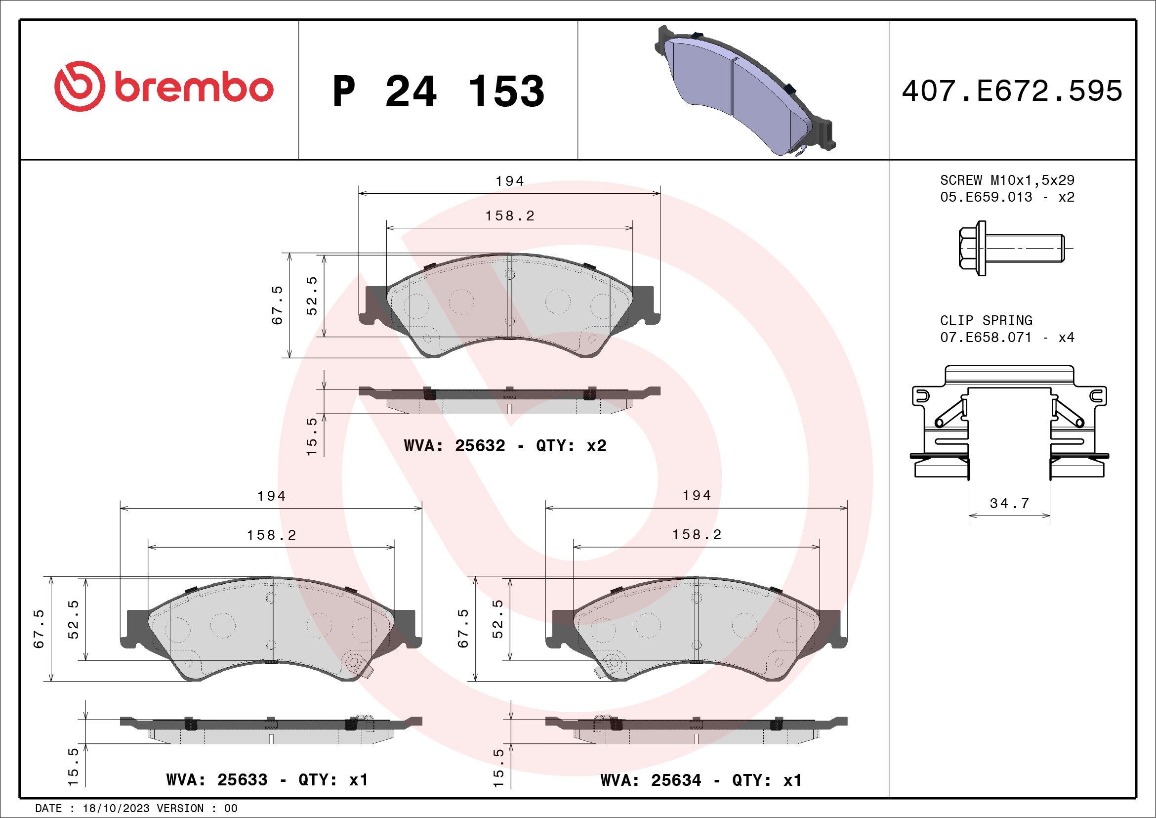 BREMBO Első fékbetét P24153_BREMBO