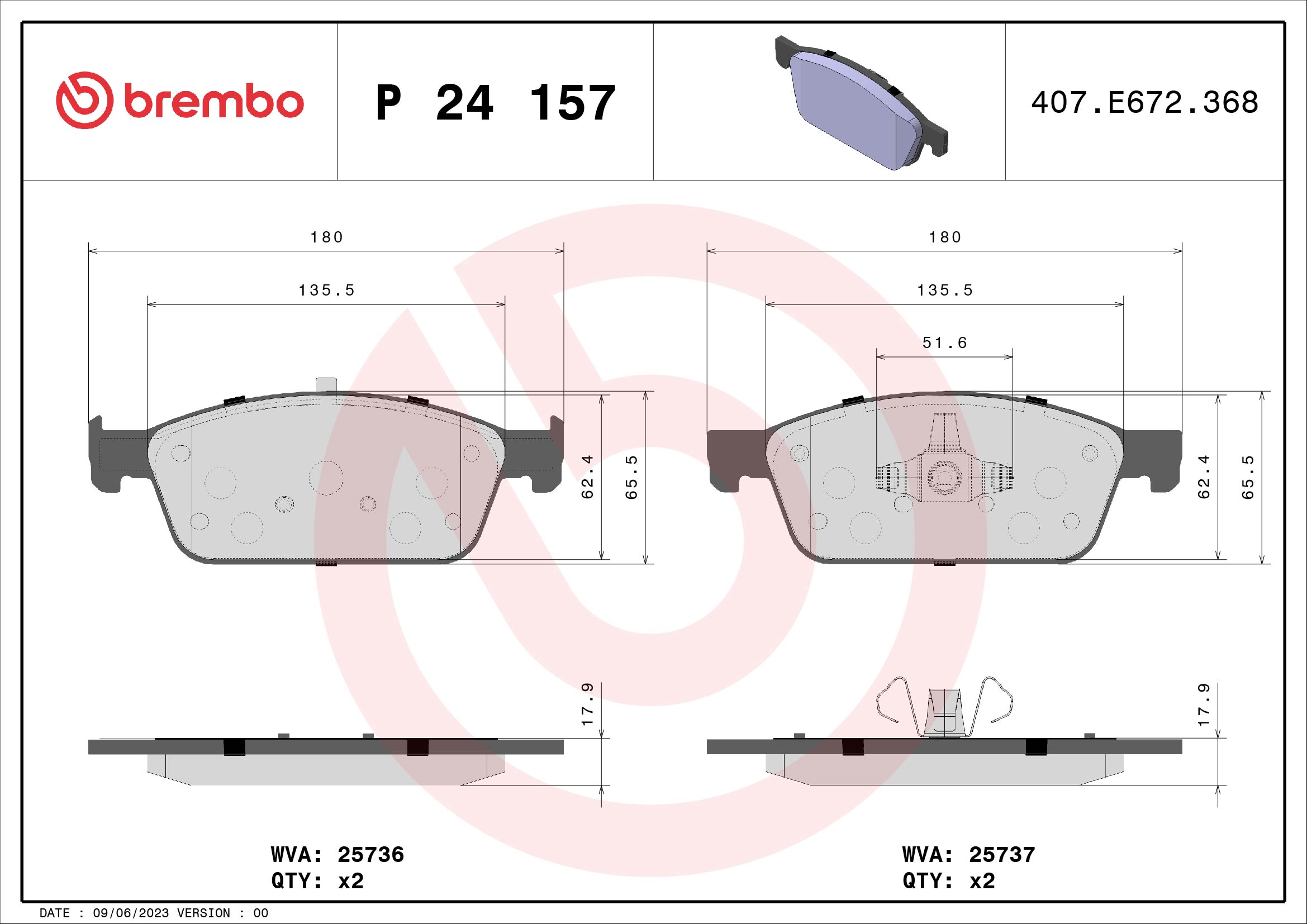 BREMBO Első fékbetét P24157_BREMBO