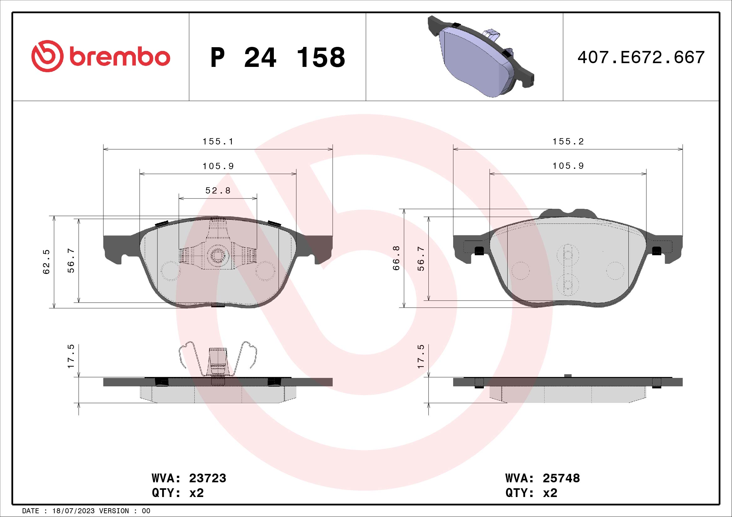 BREMBO Első fékbetét P24158_BREMBO