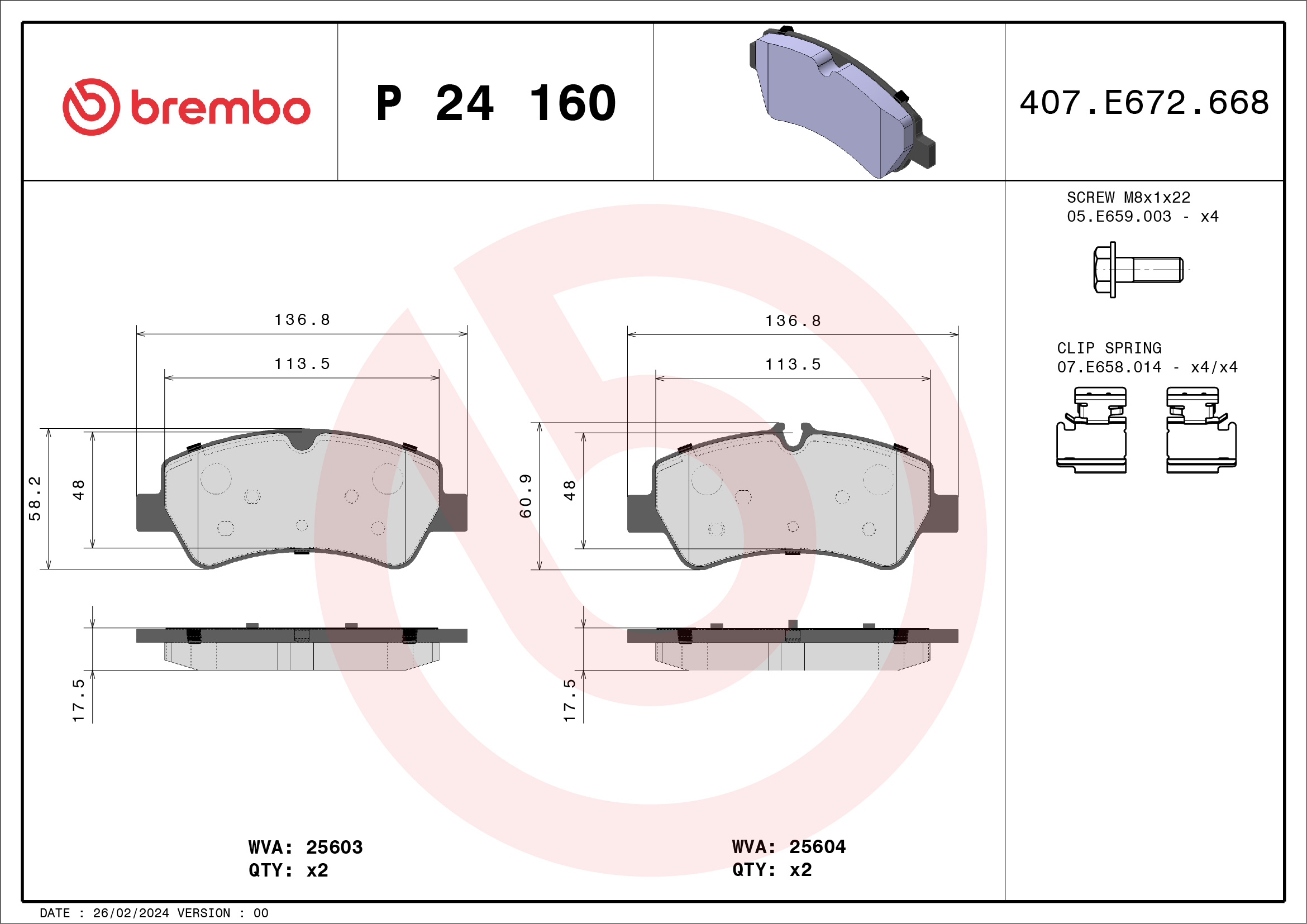 BREMBO Hátsó fékbetét P24160_BREMBO