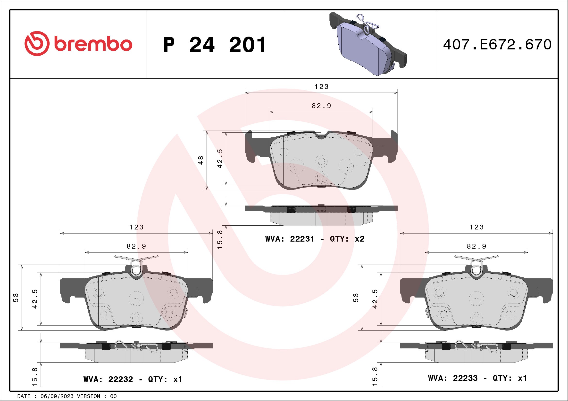 BREMBO Fékbetét, mind P24201_BREMBO