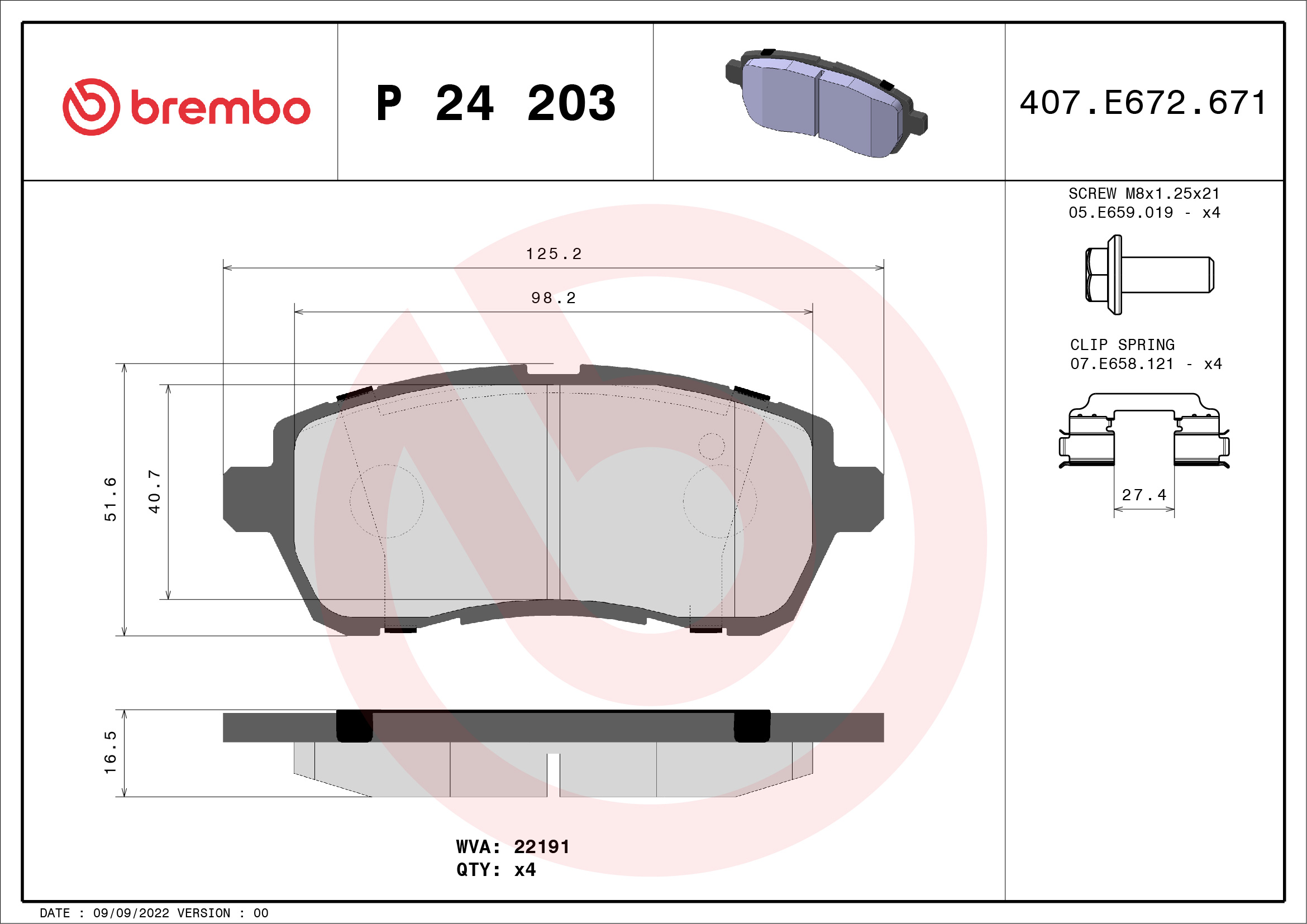 BREMBO Fékbetét, mind P24203_BREMBO