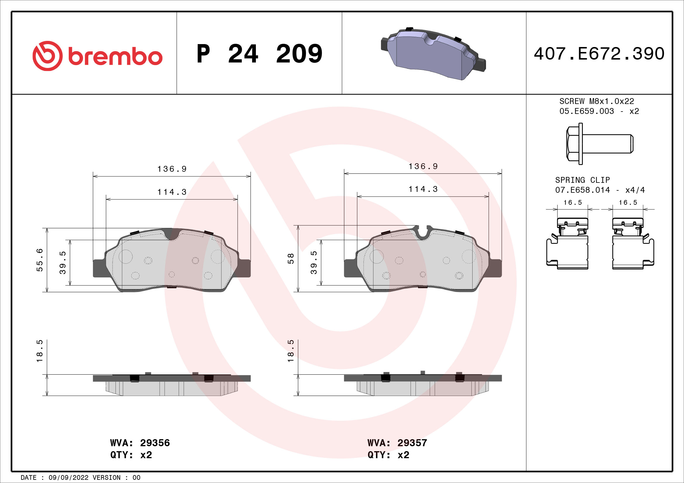 BREMBO Fékbetét, mind P24209_BREMBO