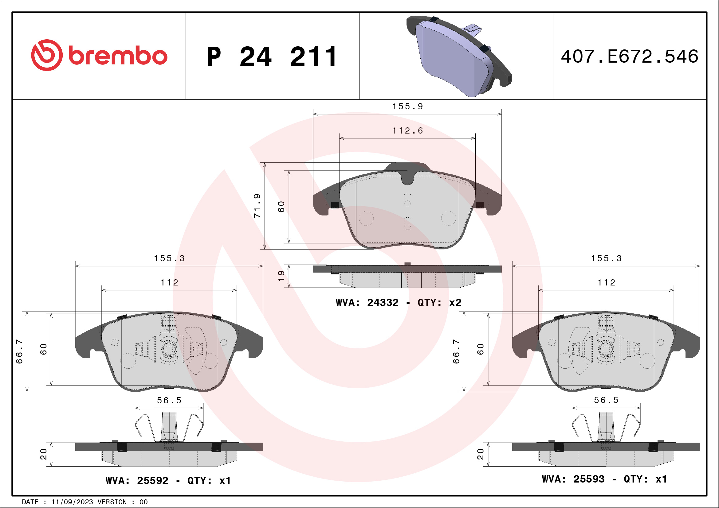 BREMBO Fékbetét, mind P24211_BREMBO