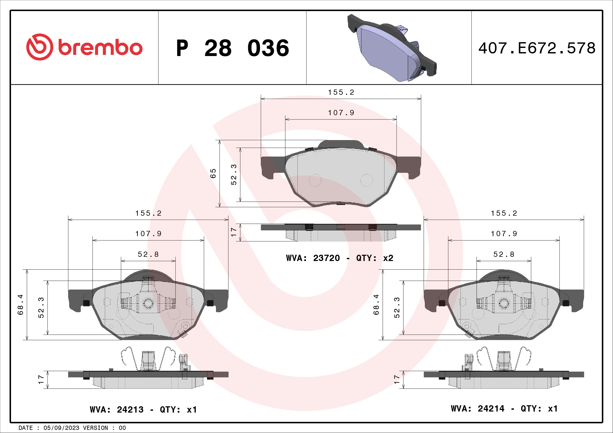 BREMBO Első fékbetét P28036_BREMBO