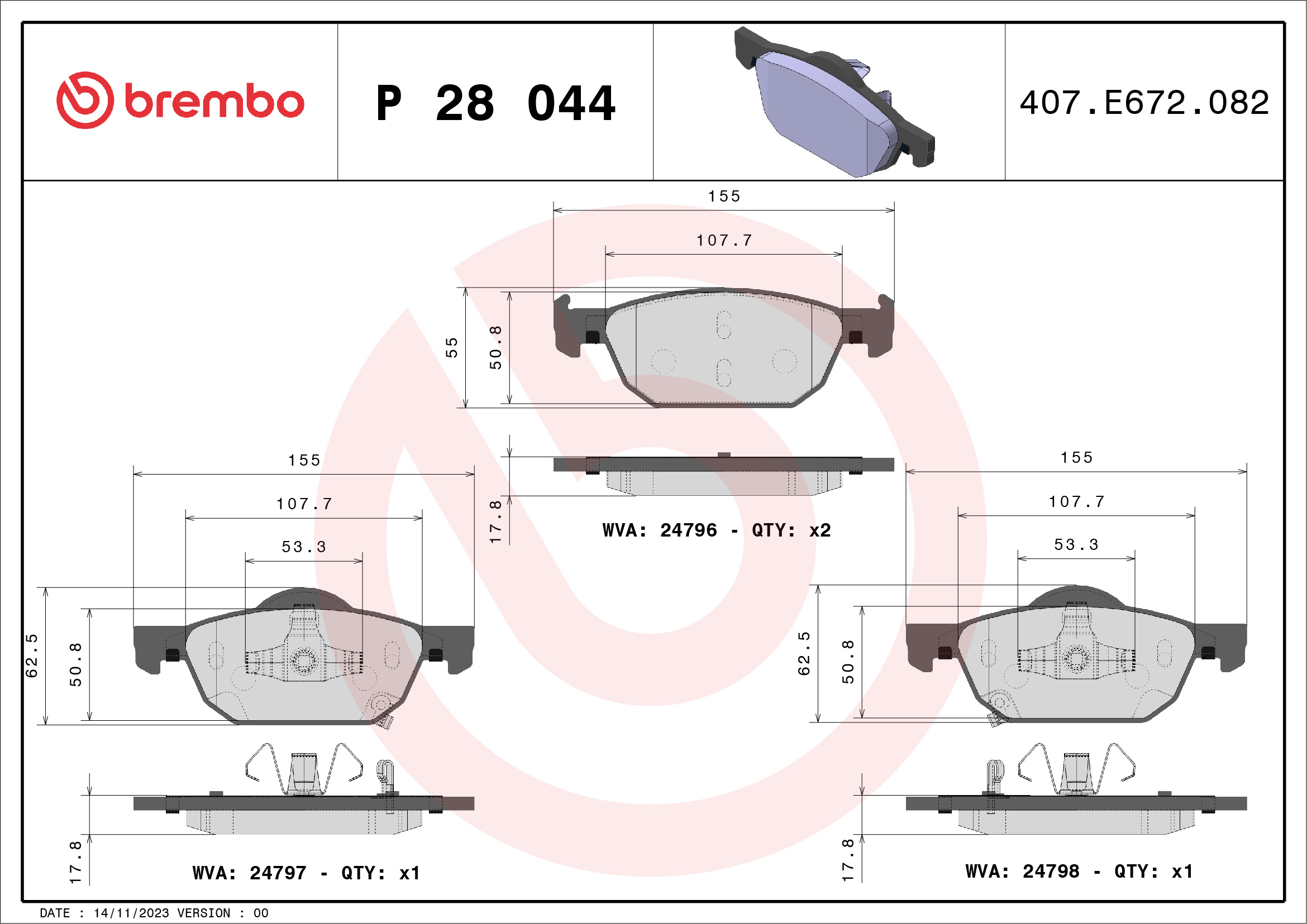 BREMBO Első fékbetét P28044_BREMBO