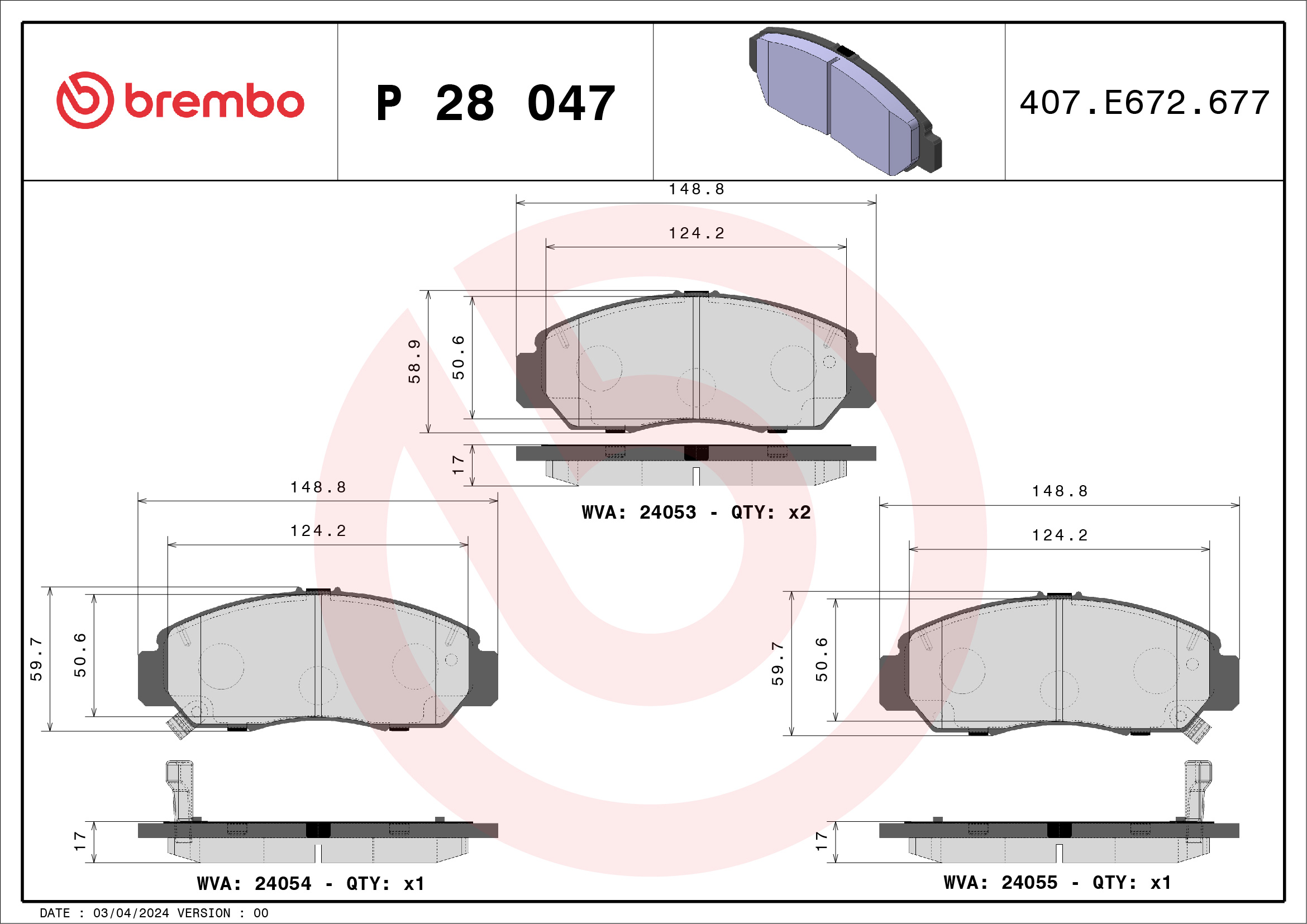 BREMBO Első fékbetét P28047_BREMBO