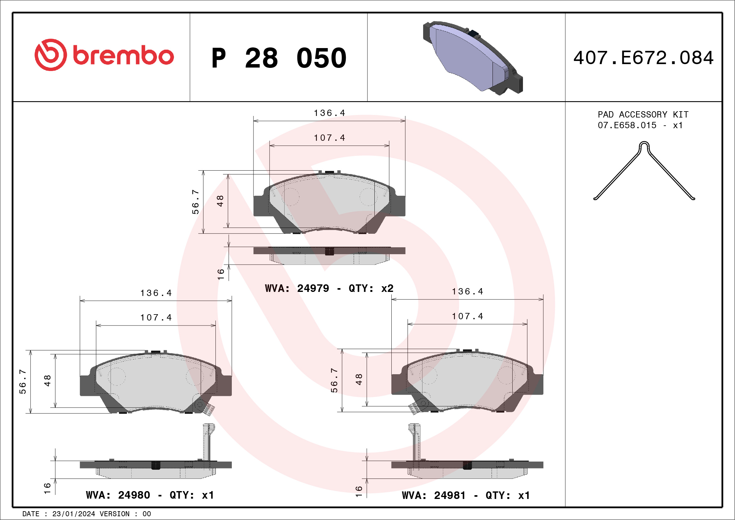 BREMBO Első fékbetét P28050_BREMBO