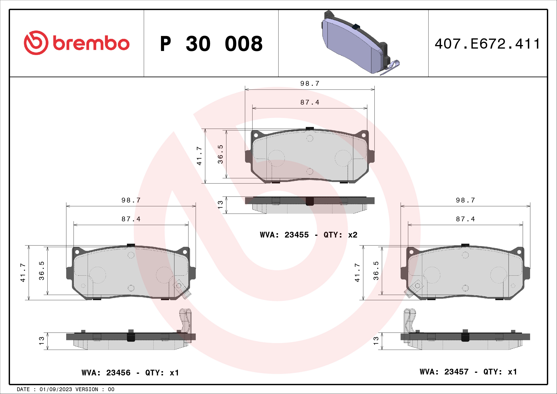 BREMBO Hátsó fékbetét P30008_BREMBO