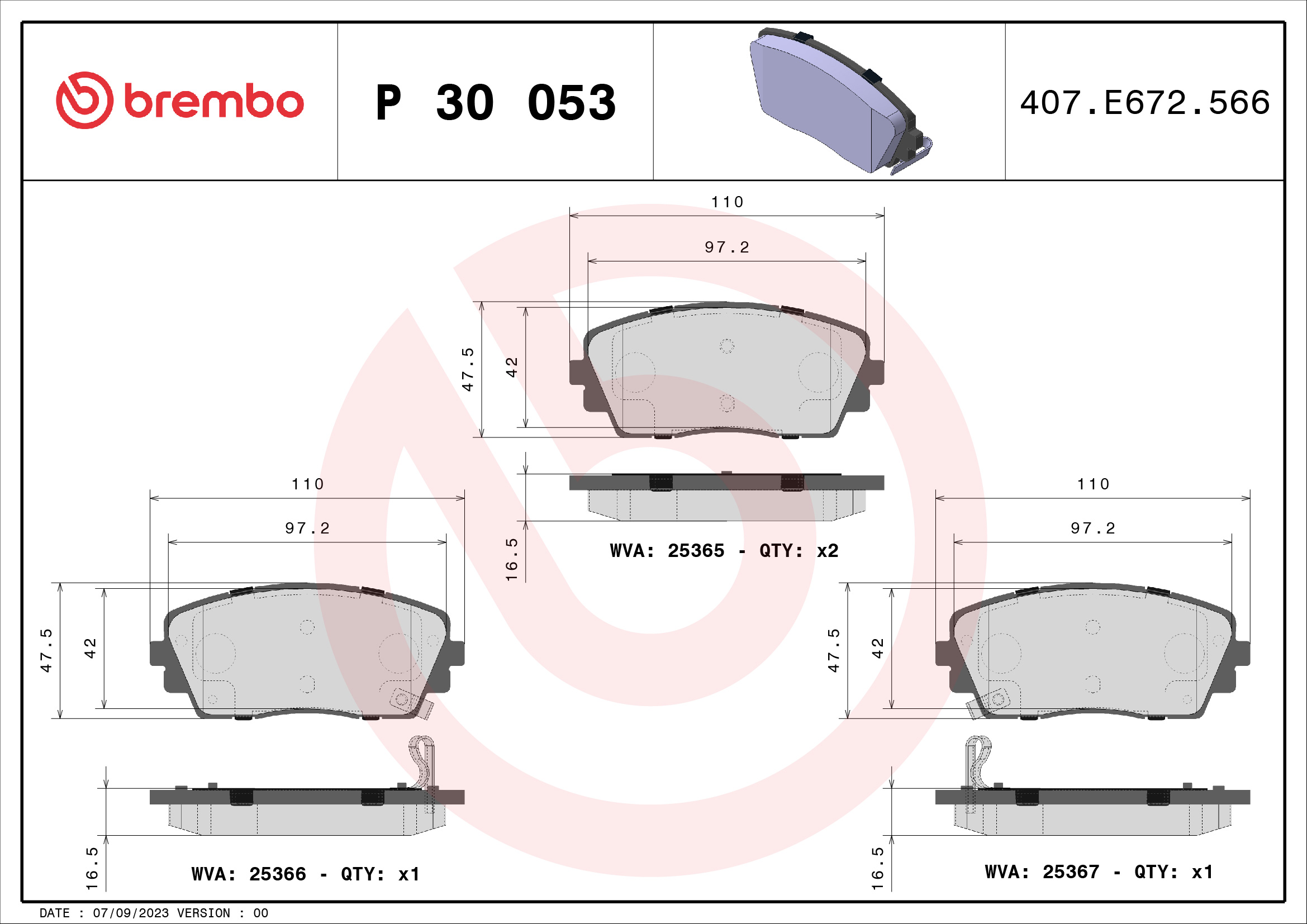 BREMBO Első fékbetét P30053_BREMBO