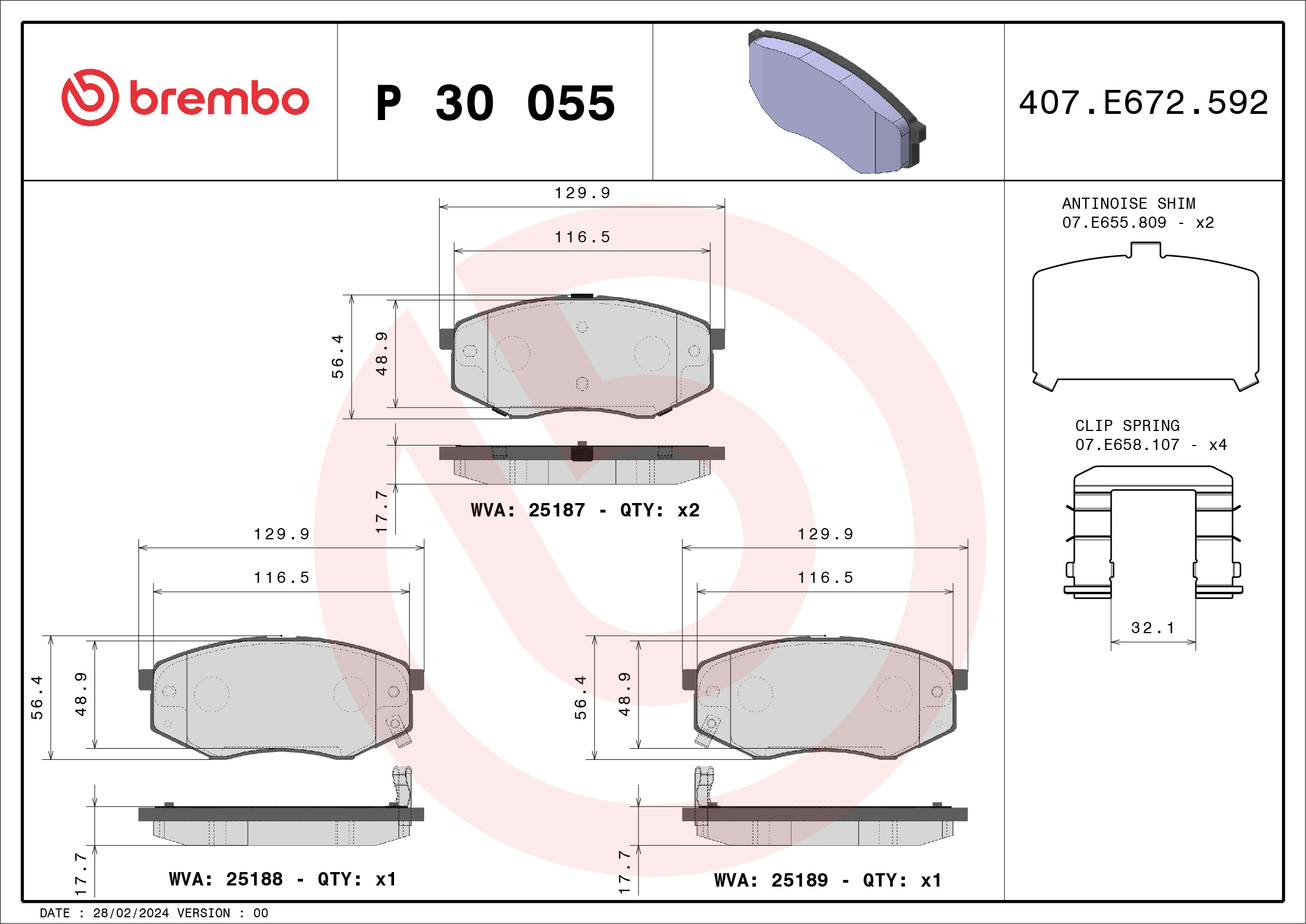 BREMBO Első fékbetét P30055_BREMBO