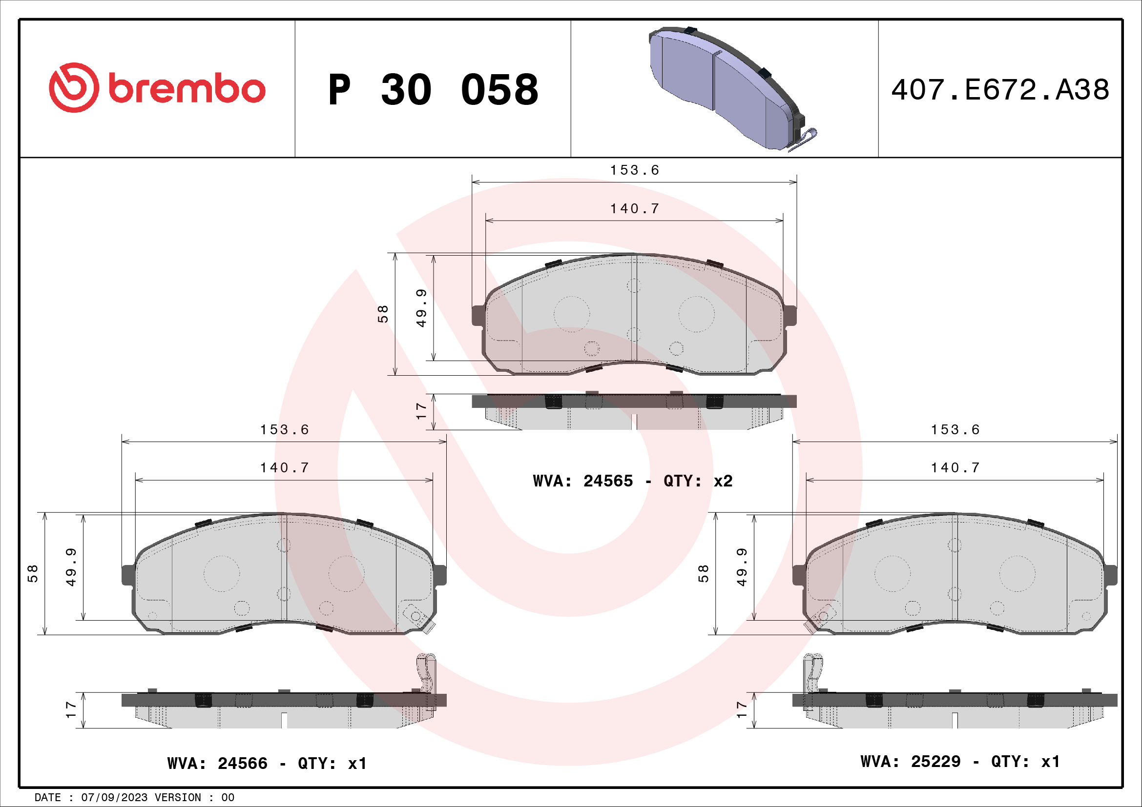 BREMBO Első fékbetét P30058_BREMBO