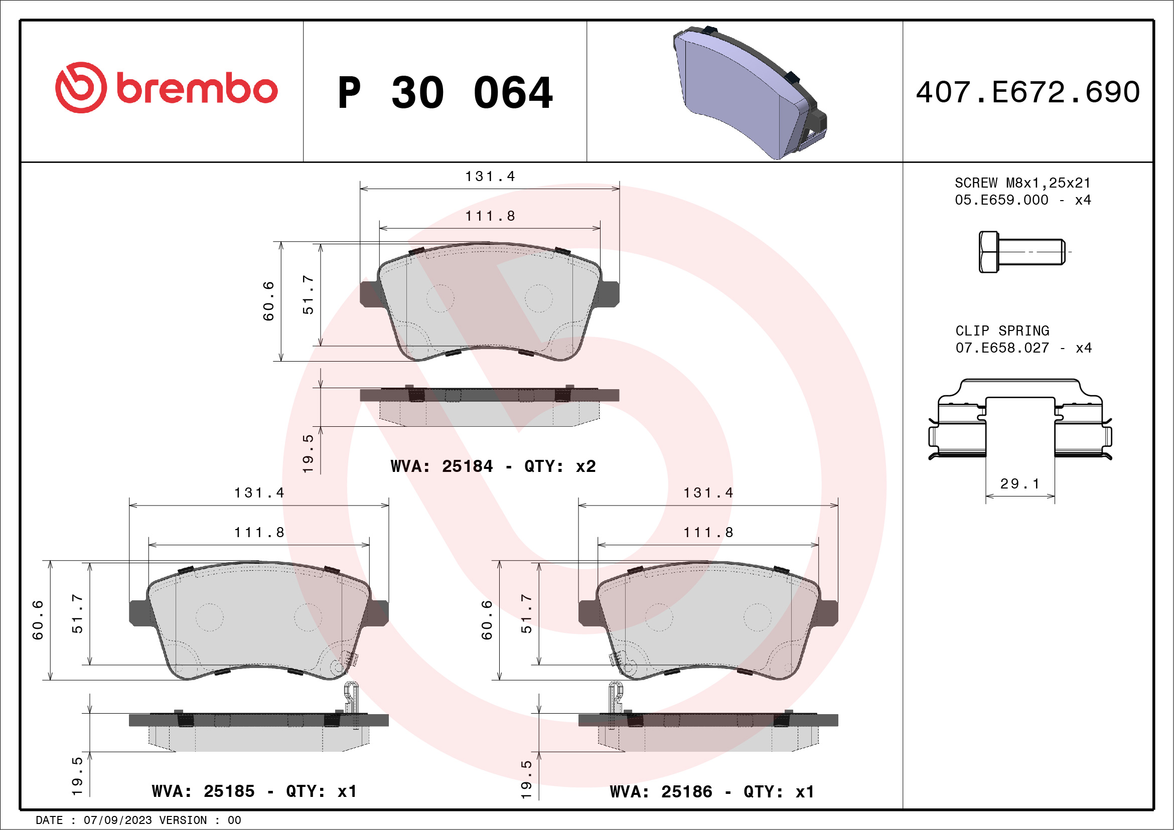 BREMBO Első fékbetét P30064_BREMBO