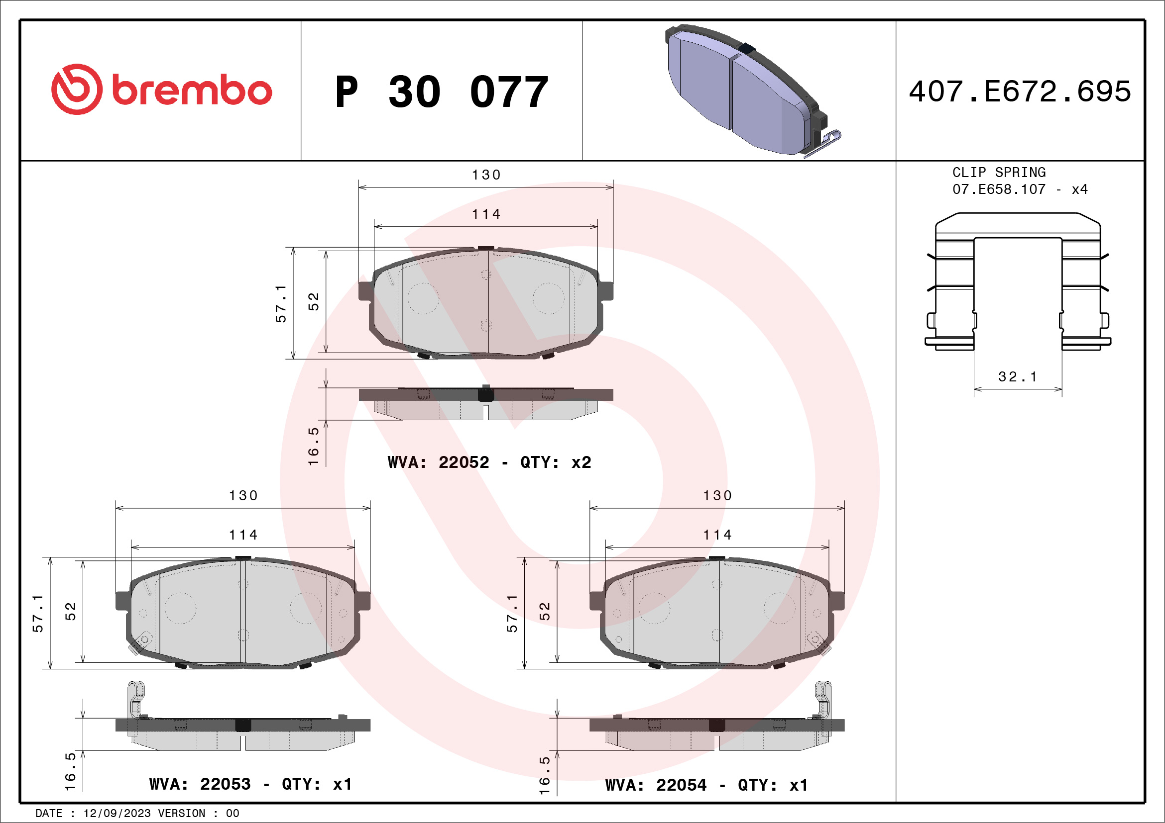 BREMBO Fékbetét, mind P30077_BREMBO