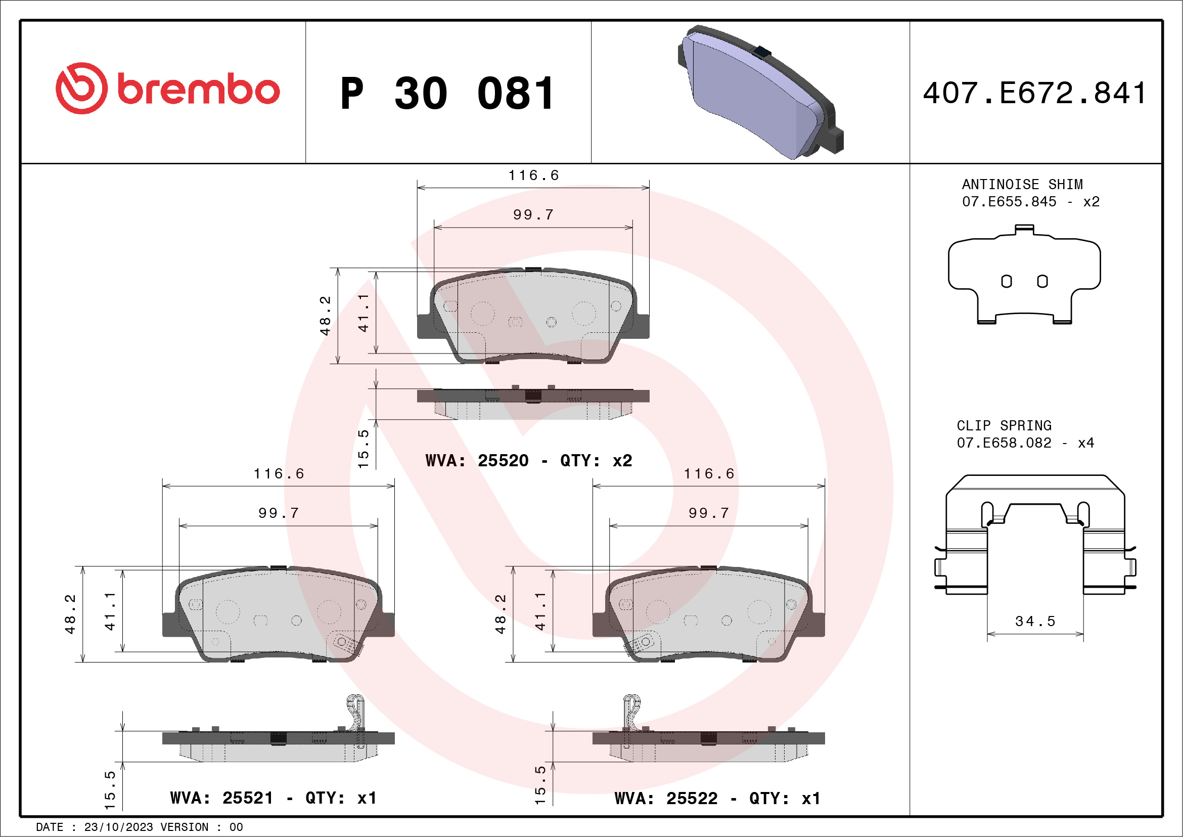 BREMBO Fékbetét, mind P30081_BREMBO