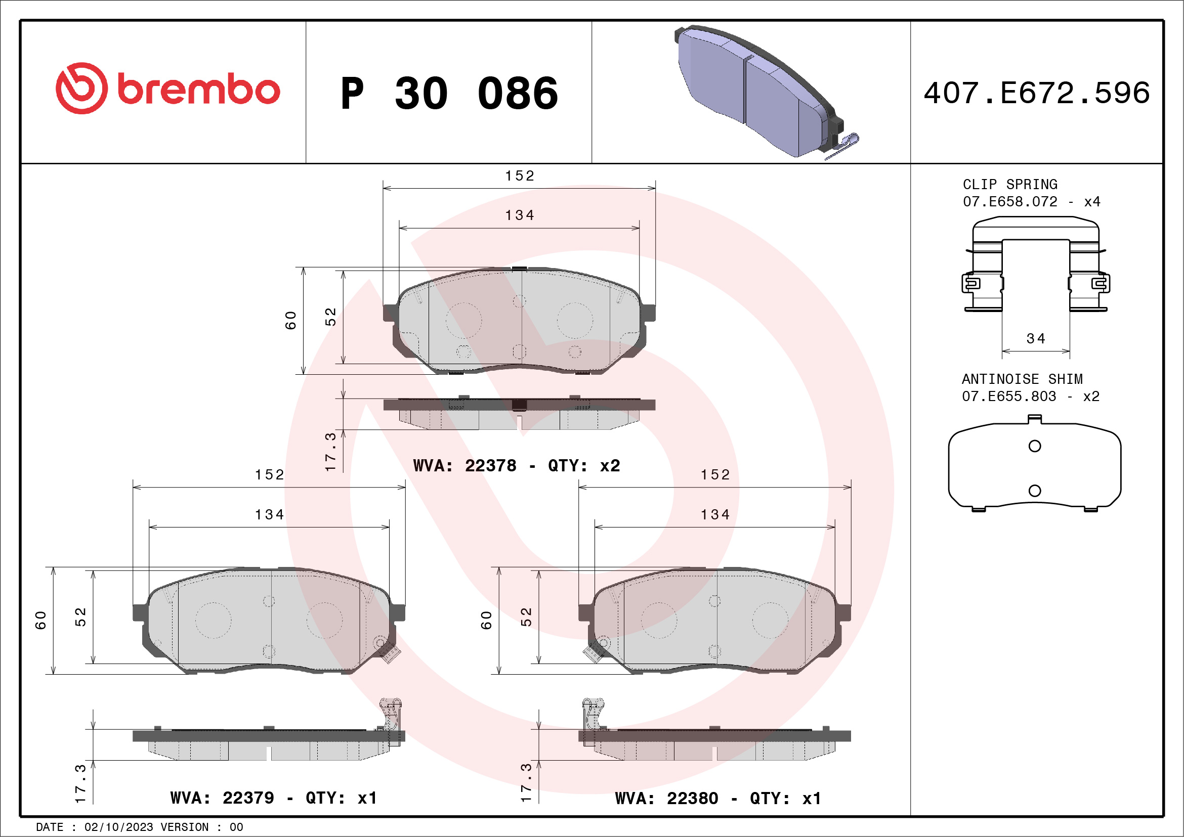 BREMBO Első fékbetét P30086_BREMBO