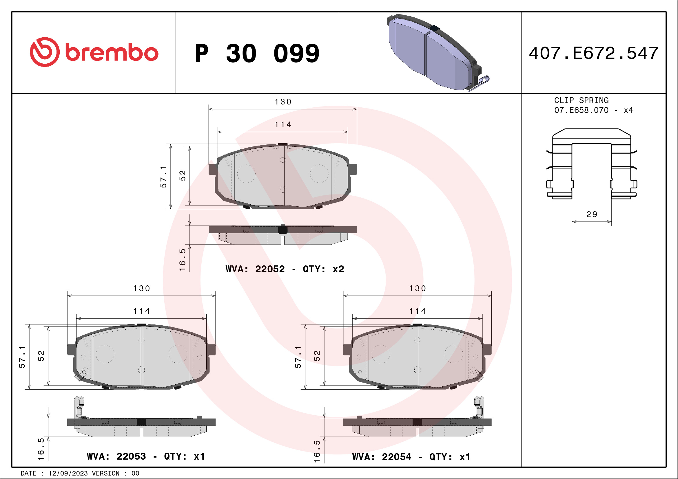 BREMBO Fékbetét, mind P30099_BREMBO