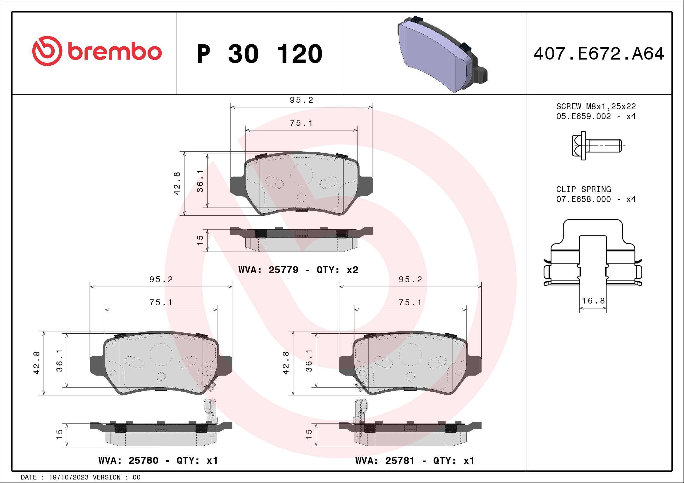 BREMBO Fékbetét, mind P30120_BREMBO