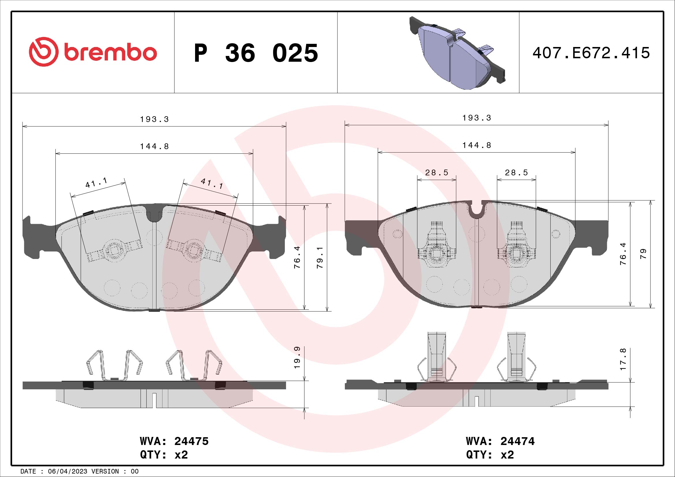 BREMBO Első fékbetét P36025_BREMBO