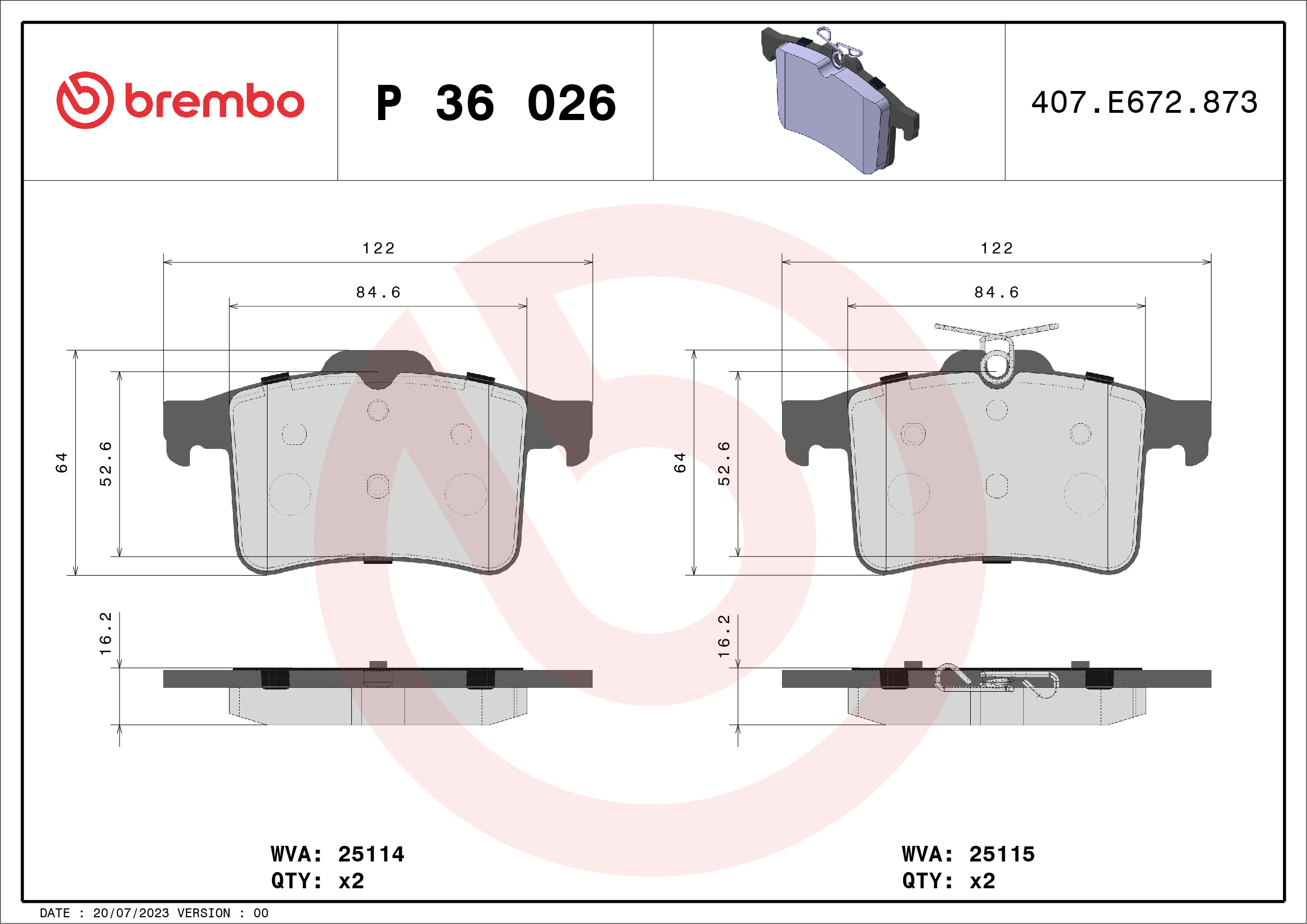 BREMBO Hátsó fékbetét P36026_BREMBO