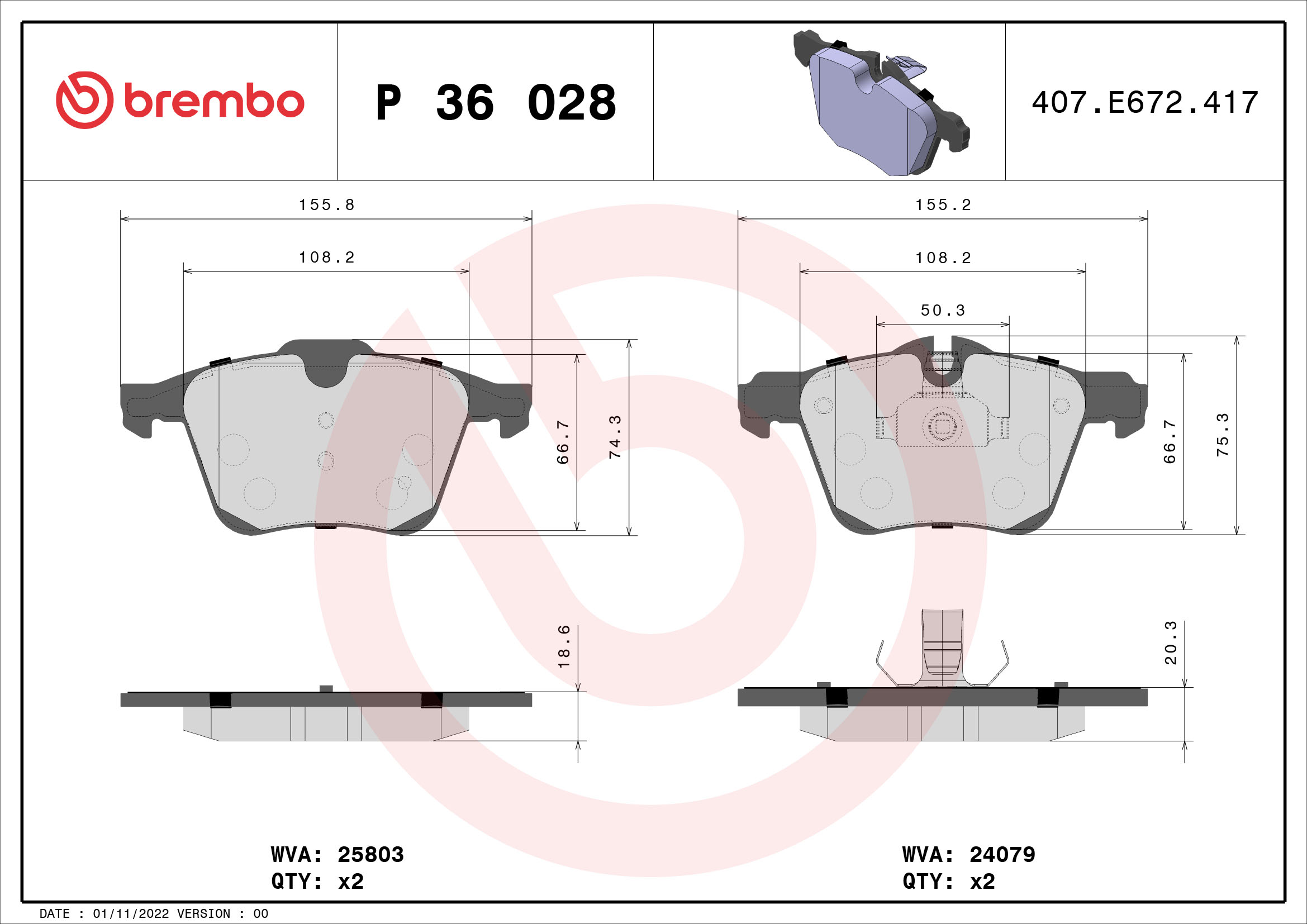 BREMBO Első fékbetét P36028_BREMBO