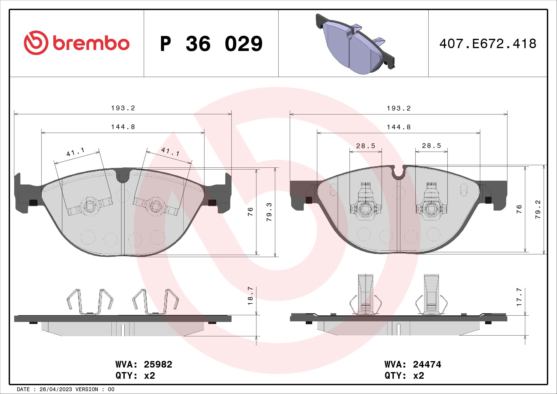 BREMBO Fékbetét, mind P36029_BREMBO